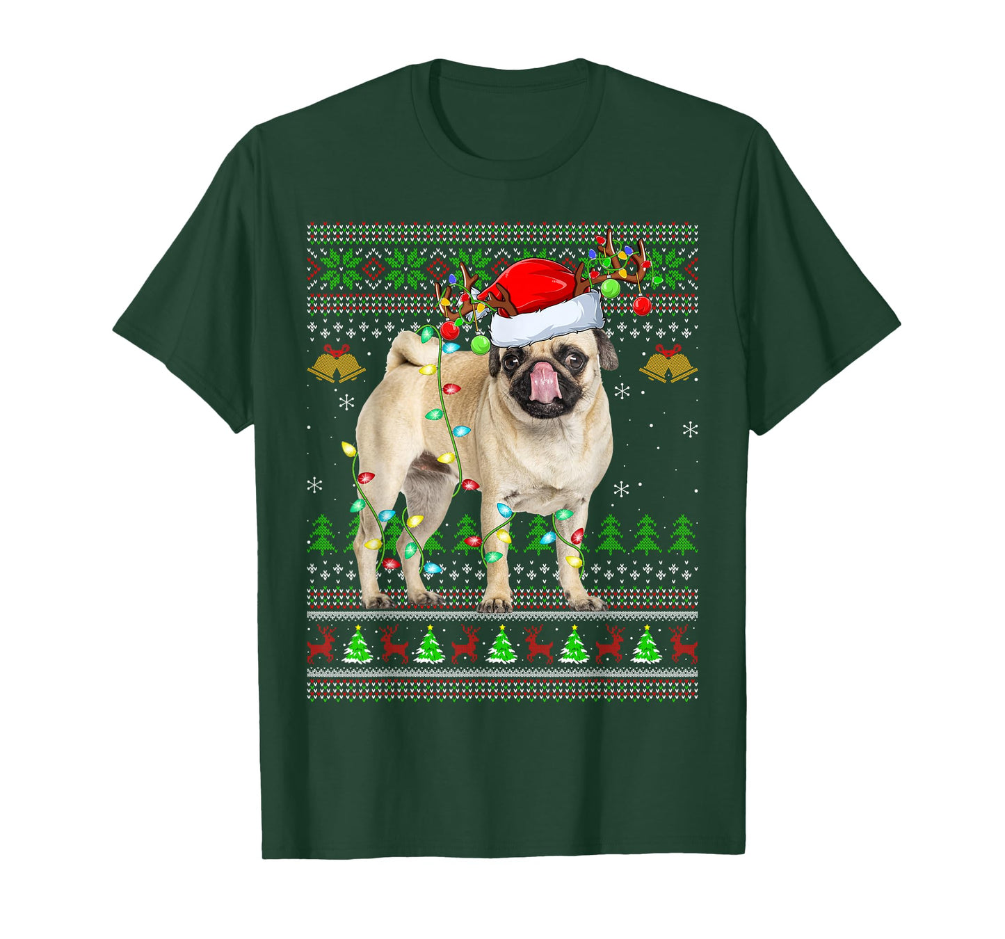 Pug Dogs Ugly Christmas Sweaters Holiday Santa Xmas T-Shirt