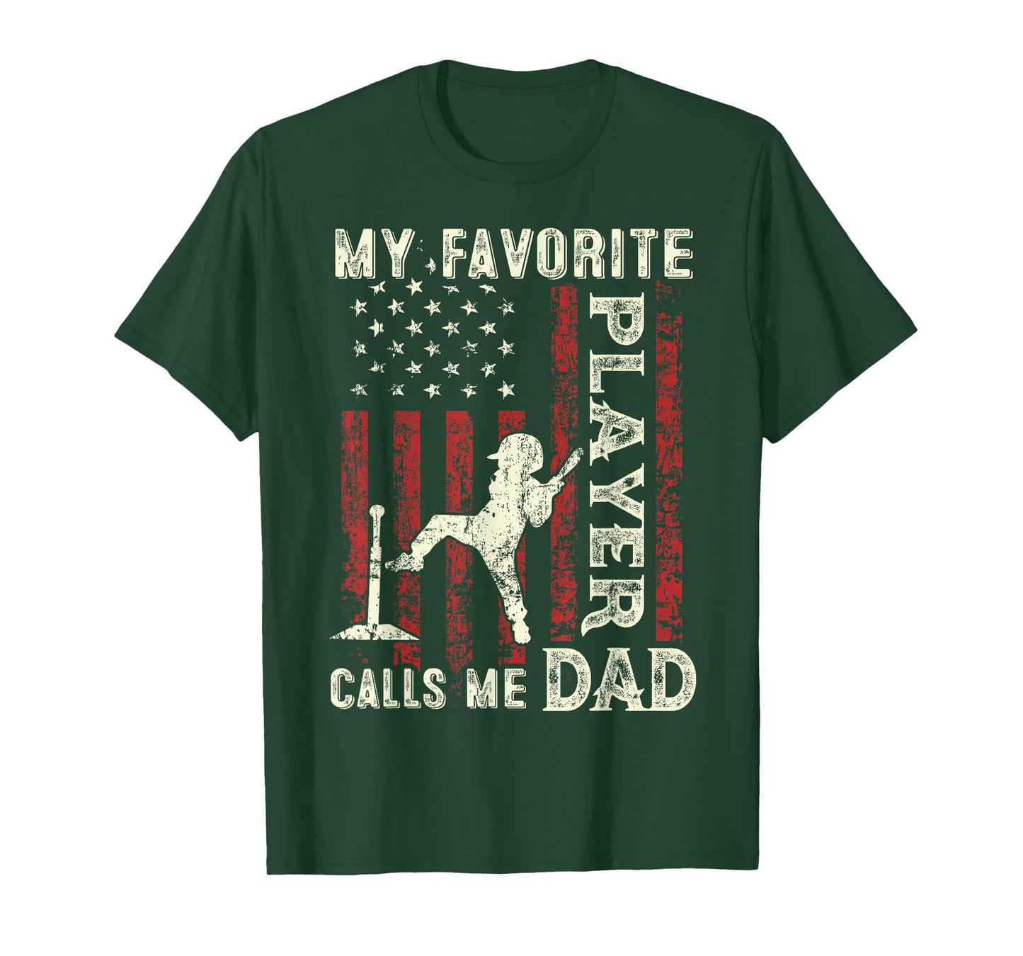 Father's Day Favorite Player Calls Me Dad US Flag T-Ball Dad T-Shirt