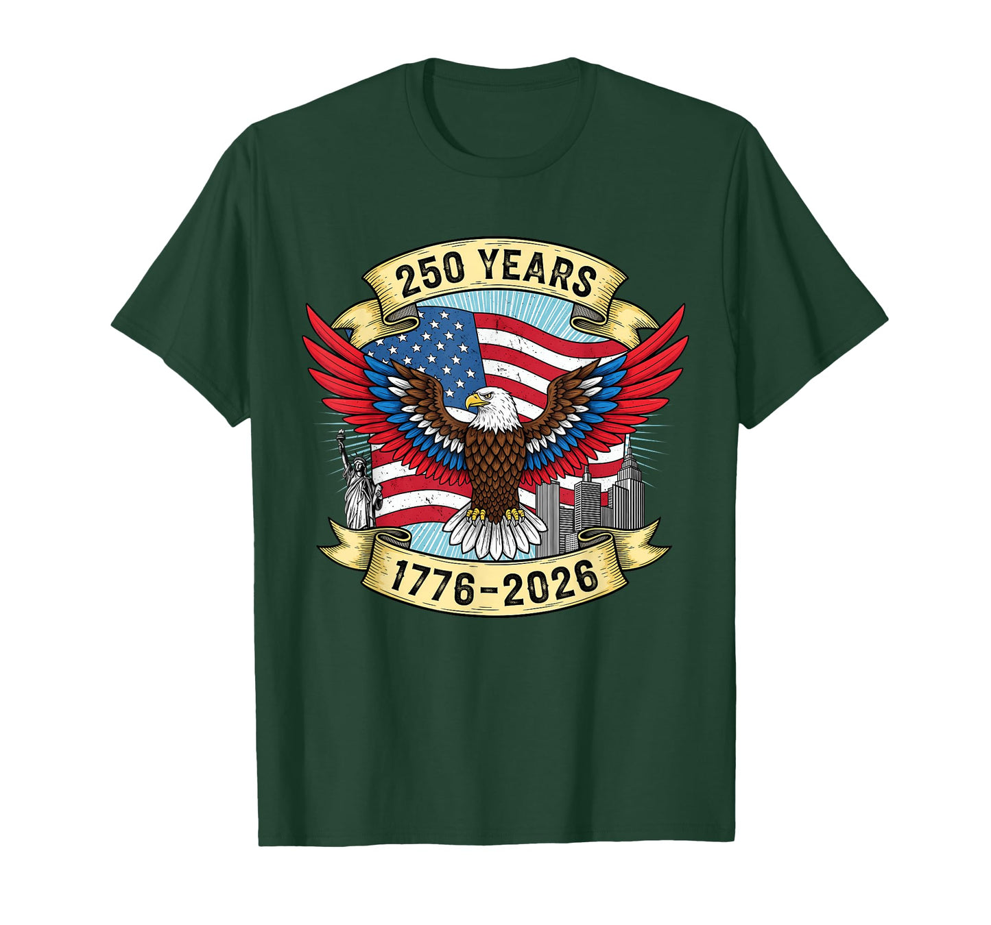 250th Birthday 1776 2026 Eagle Flag Patriotic Anniversary T-Shirt