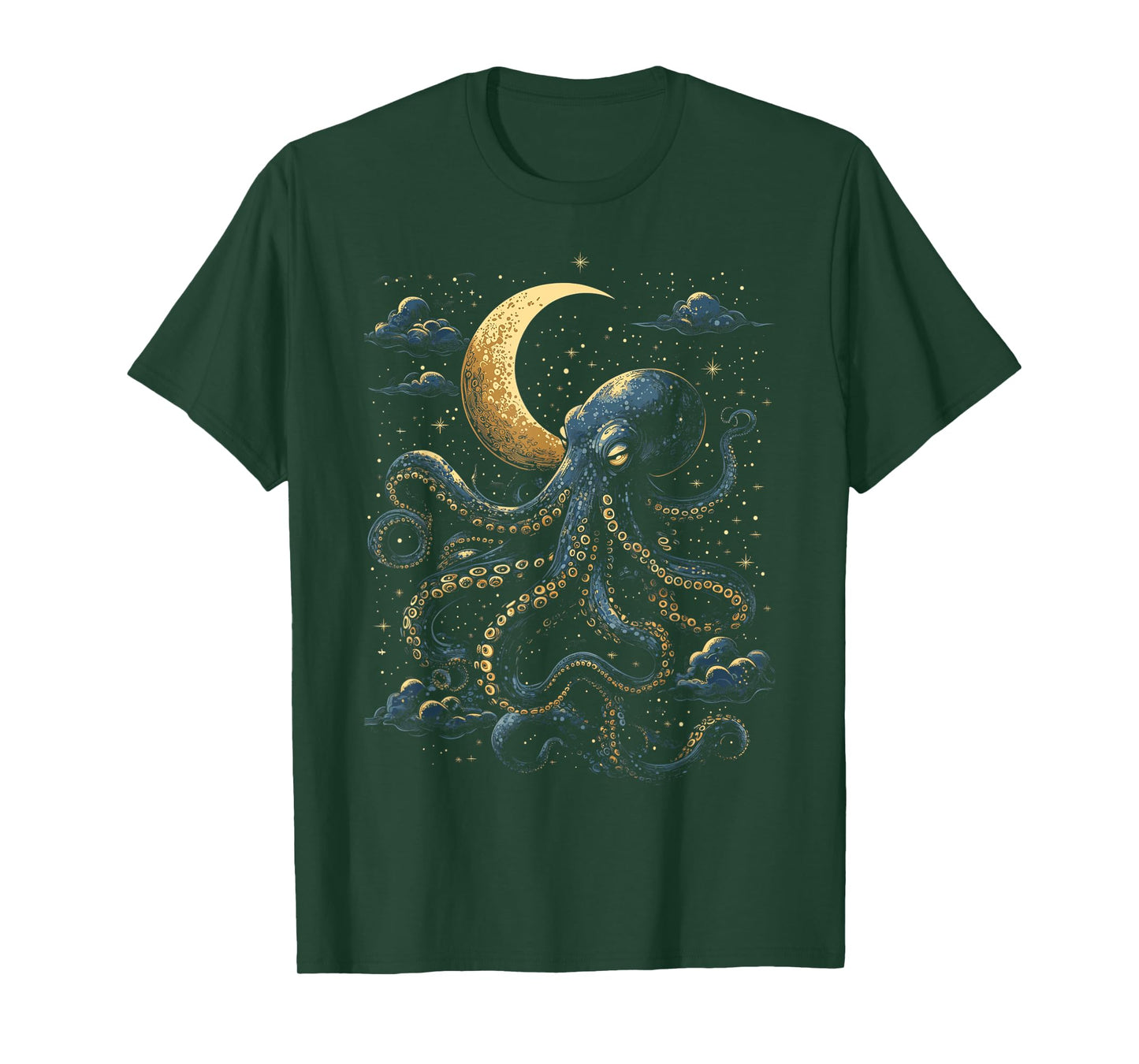Octopus Celestial Moon Dark Academia Moody Maximalist Ocean T-Shirt