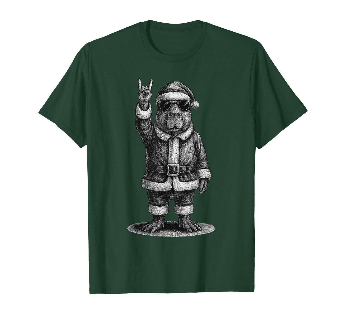 Capybara Rock Music Christmas Animal Lover T-Shirt