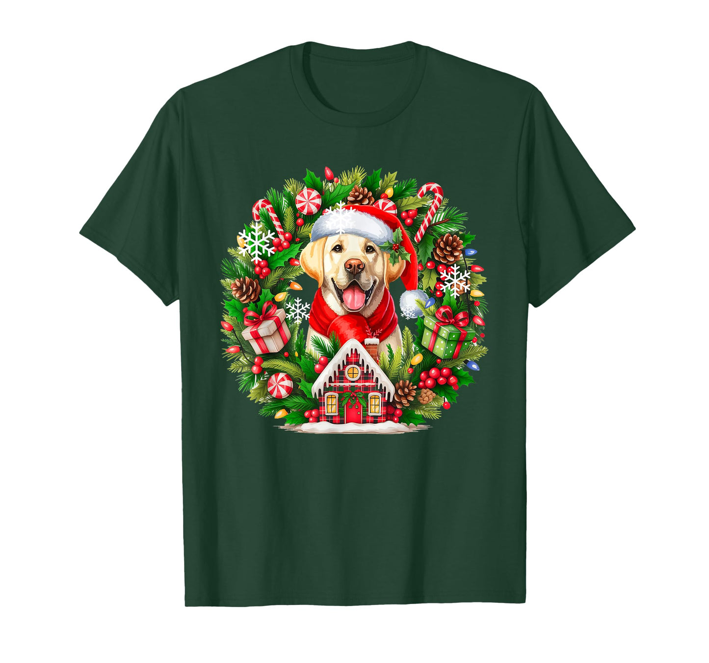 Santa Labrador Retriever Christmas Floral Circle Owner Kids T-Shirt