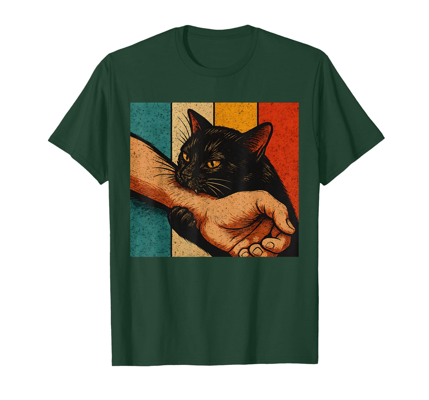 Retro Funny Black Cat Bite Vintage Cat Graphic Men Women T-Shirt