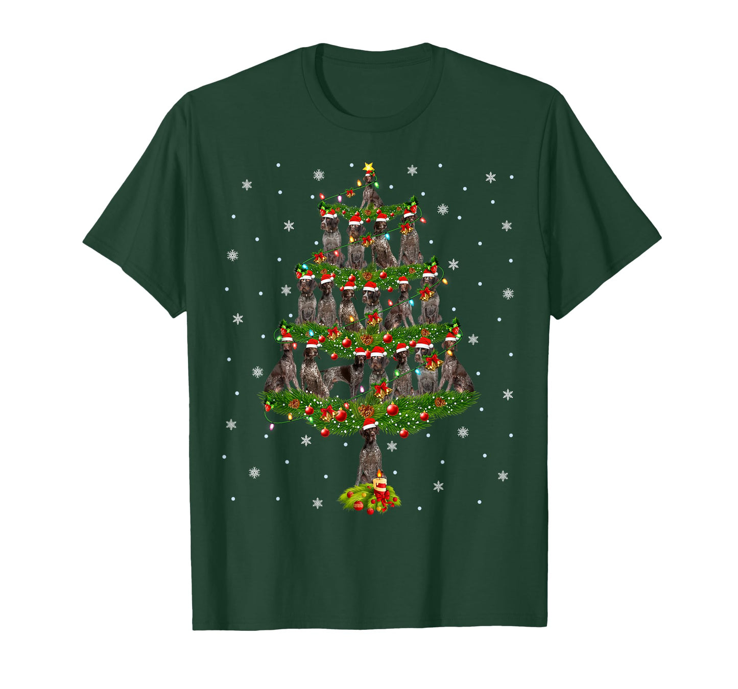 German Shorthaired Pointer Dog Christmas Tree Lights Xmas T-Shirt
