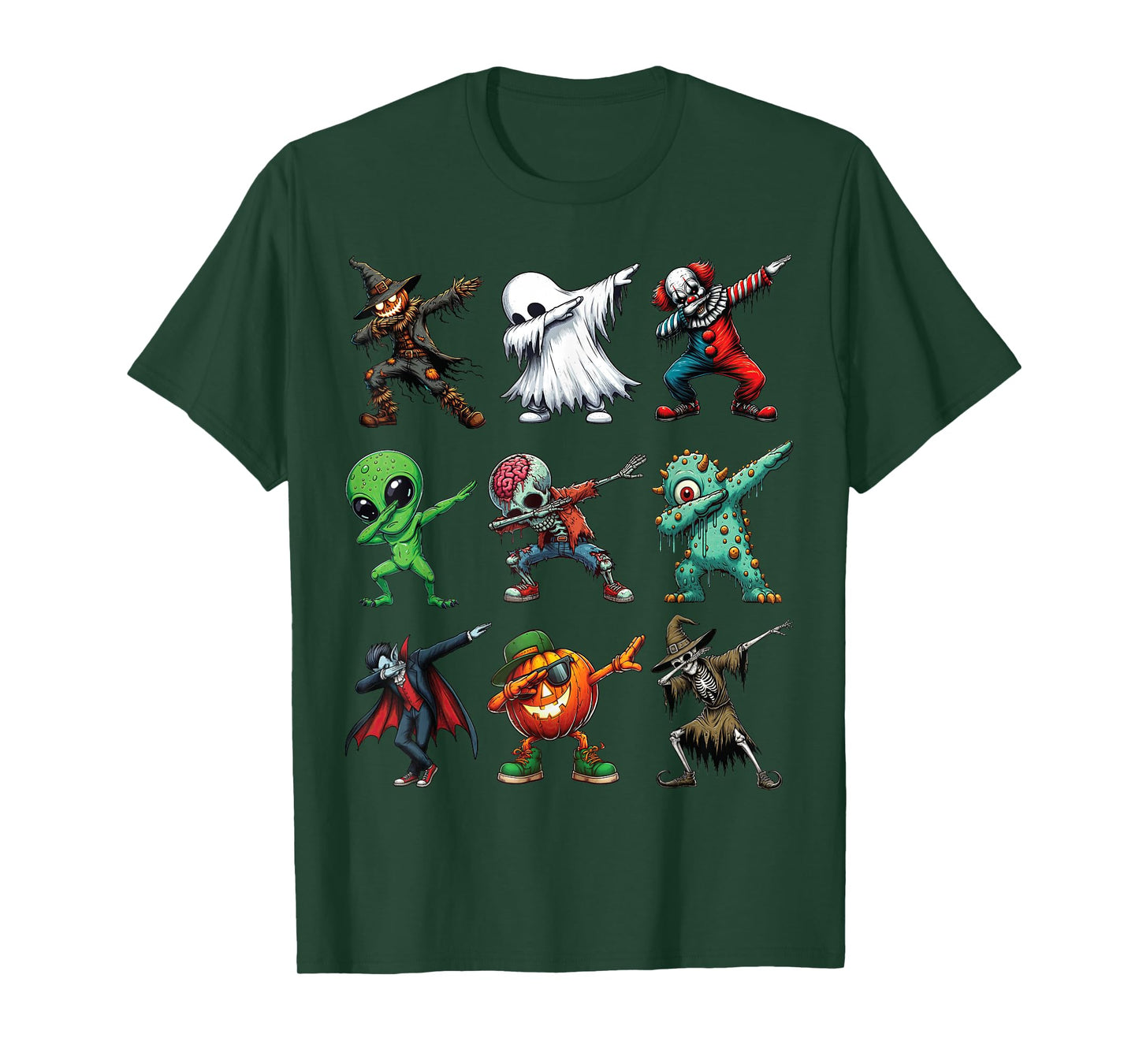 Dabbing Halloween Zombie Skeleton Pumpkin Scarecrow Ghost T-Shirt
