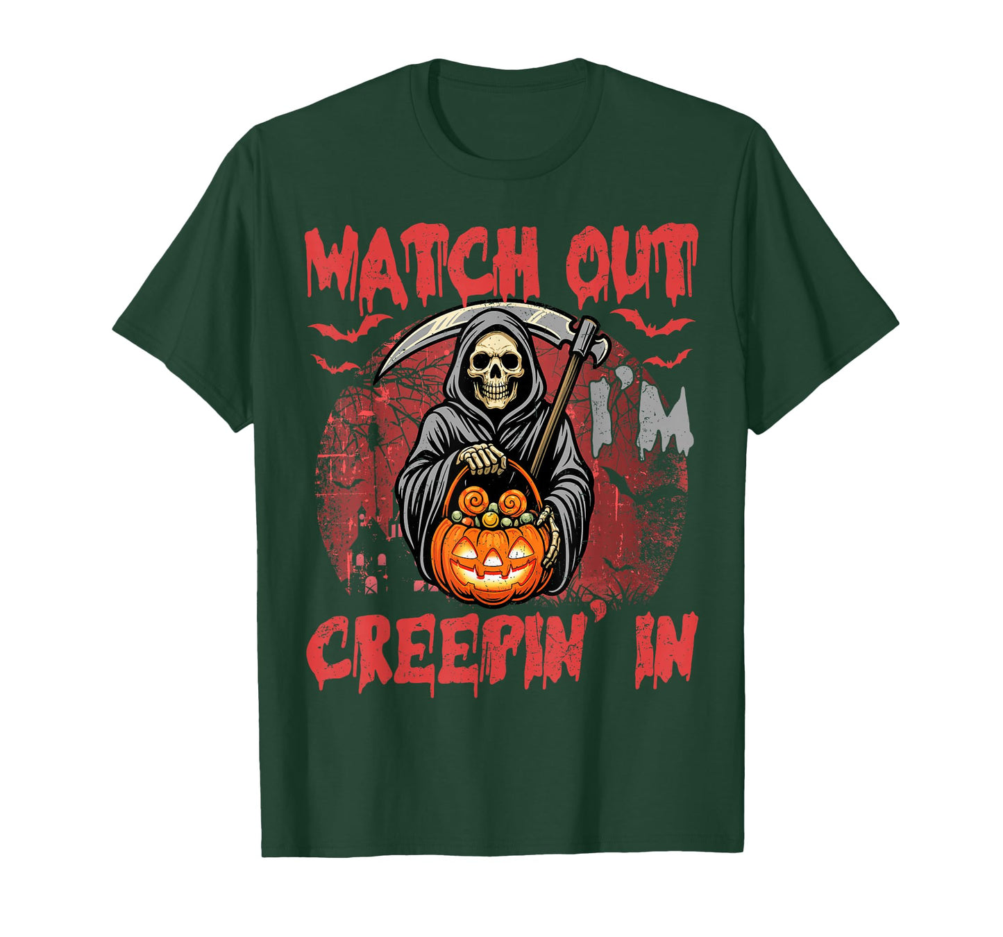 Funny Halloween Grim Reaper I'm Creepin in Women Men Kids T-Shirt
