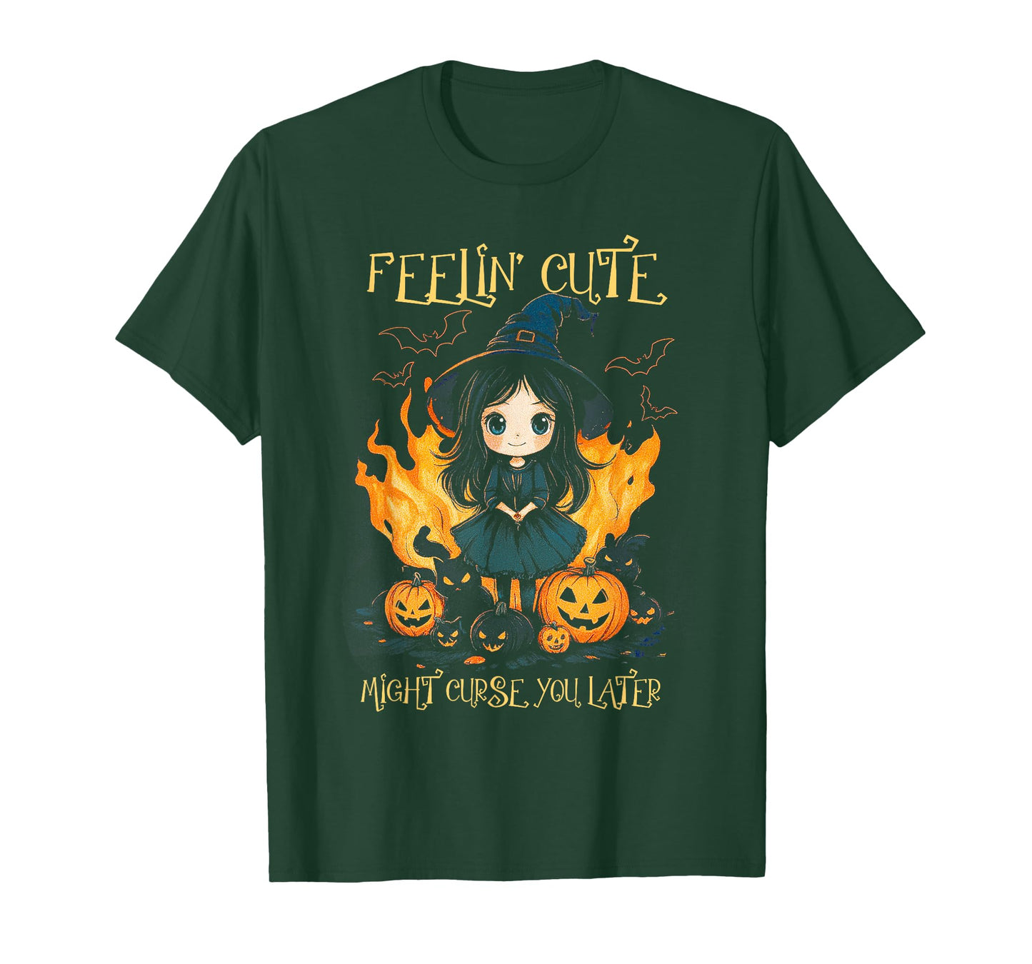 Feeling’s Cute Might Curse You Later Funny Witch Halloween T-Shirt