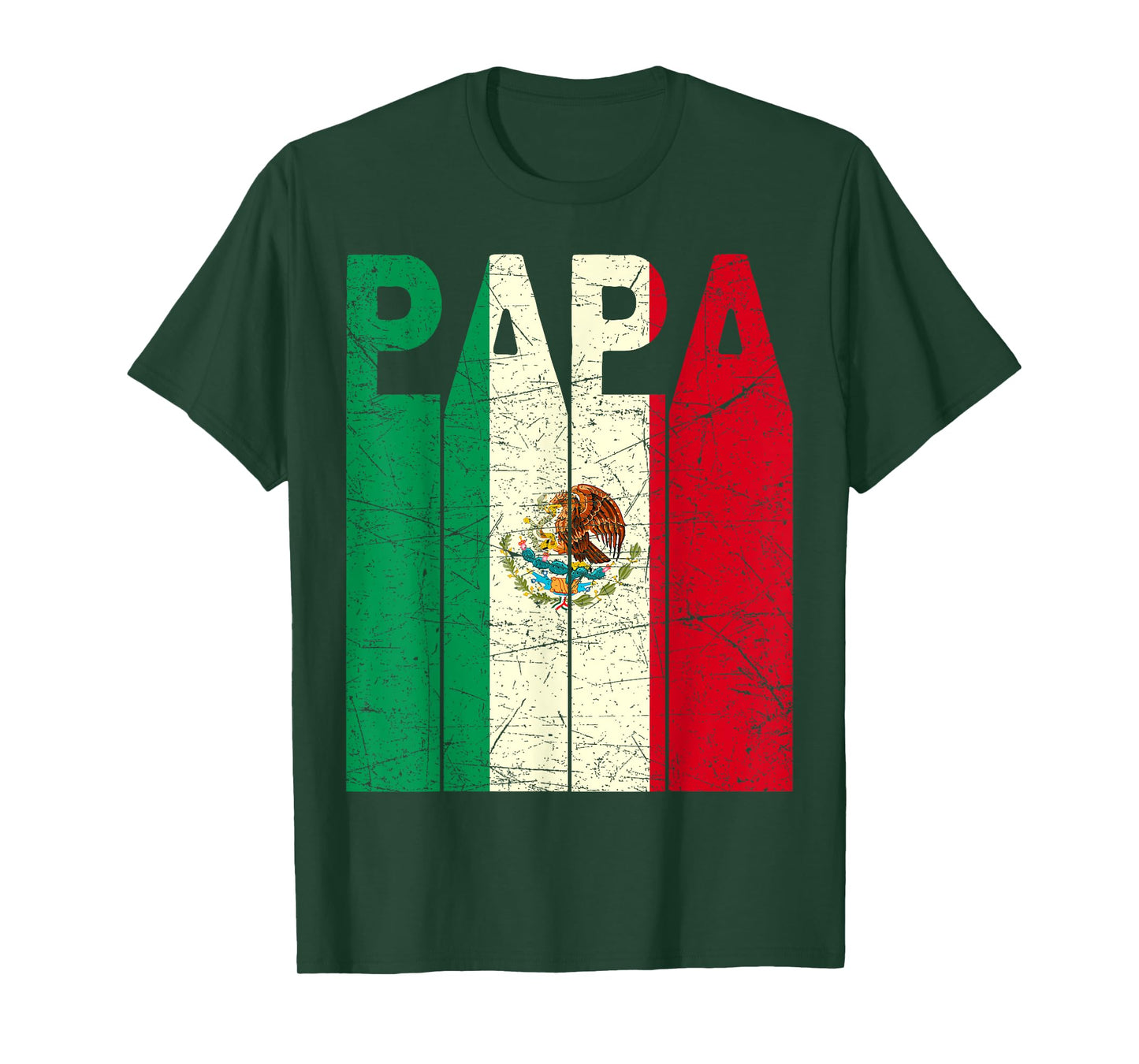 Mexican Papa Vintage Mexican Dad Mexican Flag Retro T-Shirt