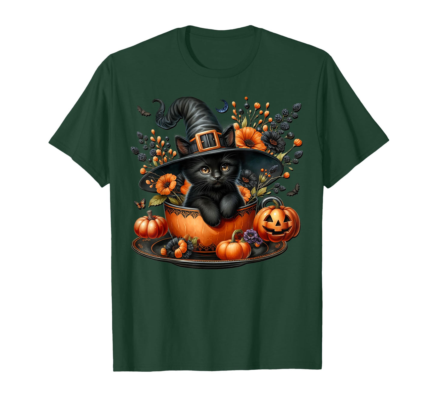 Halloween Cat Pumpkin Kitten Graphic for Black Cat Lover T-Shirt