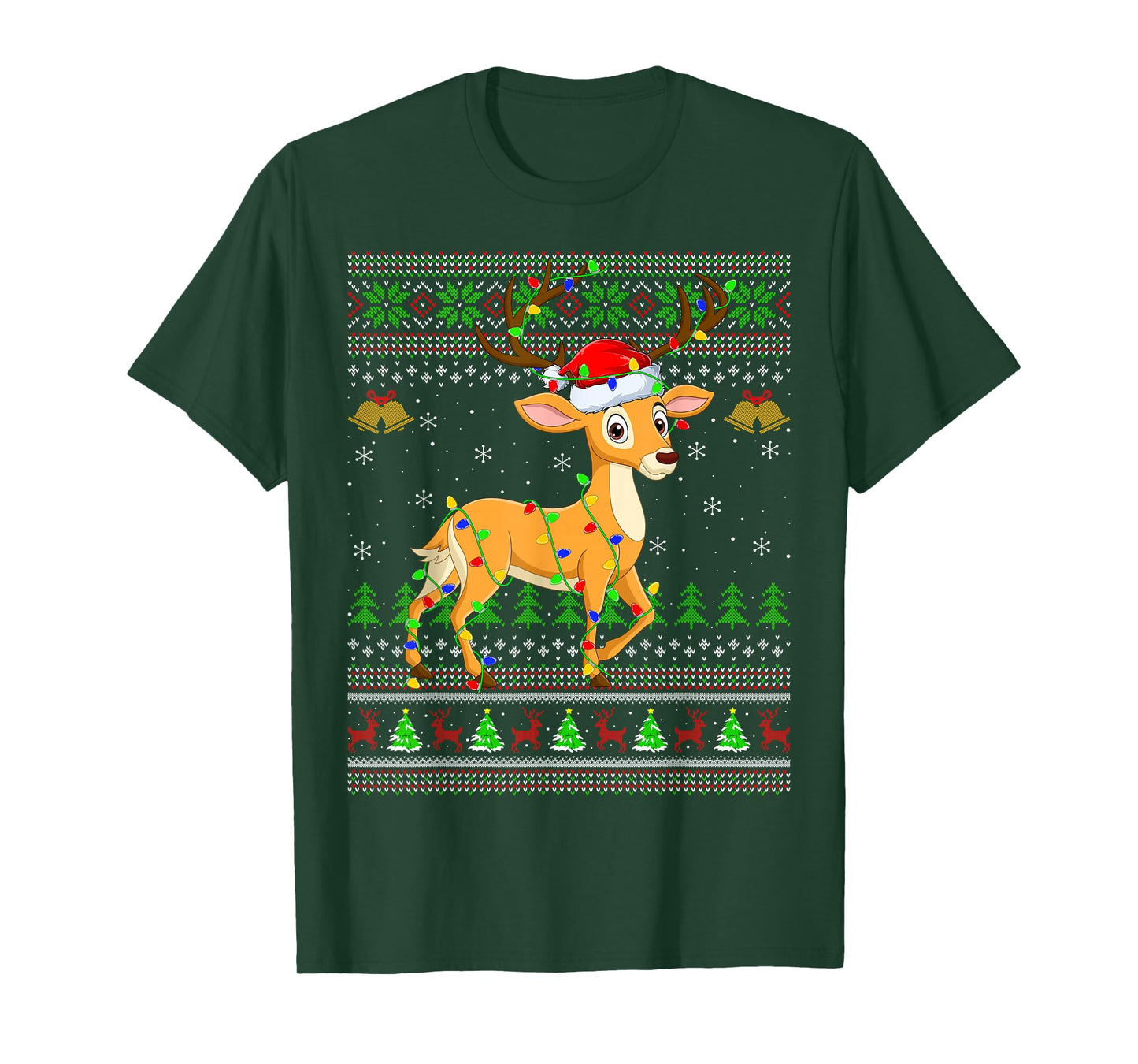 Deer Ugly Christmas Sweaters Holiday Santa Cute Xmas T-Shirt
