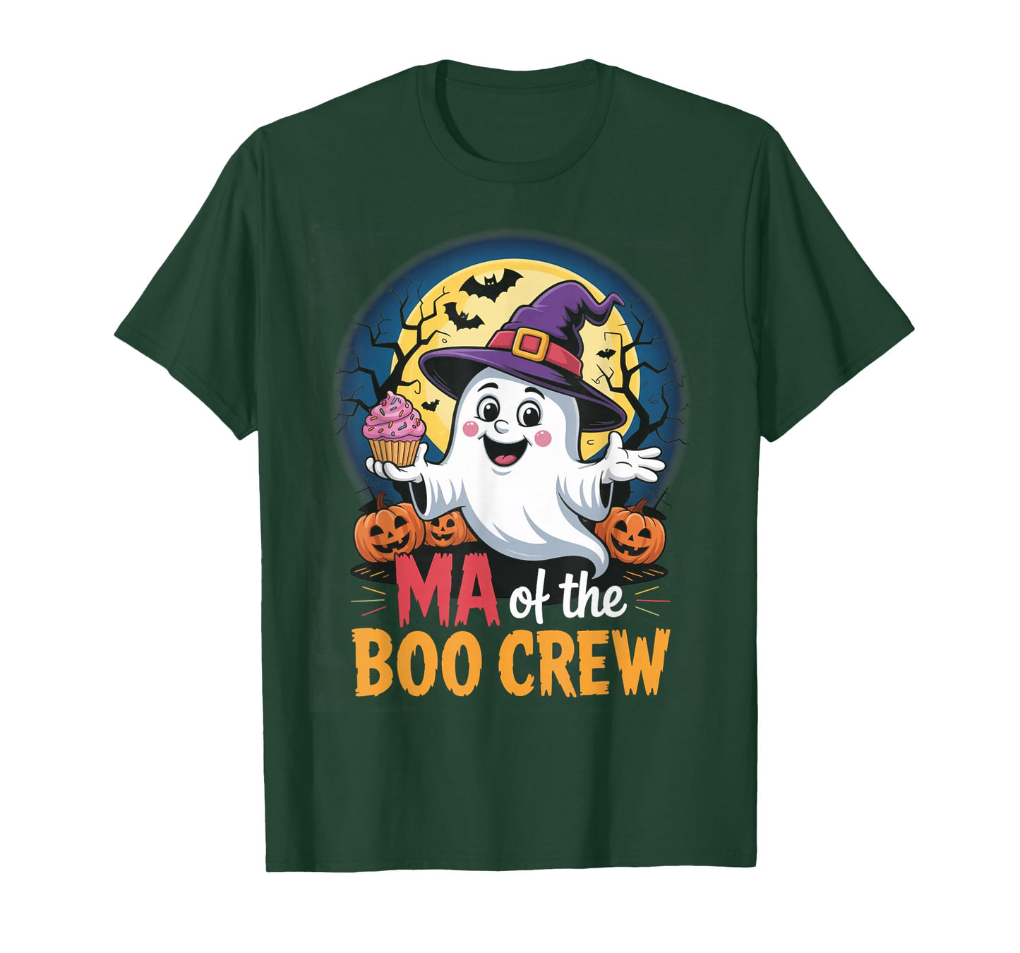 Ma of The Boo Crew Ghost Halloween Bats Cupcake Pumpkins T-Shirt