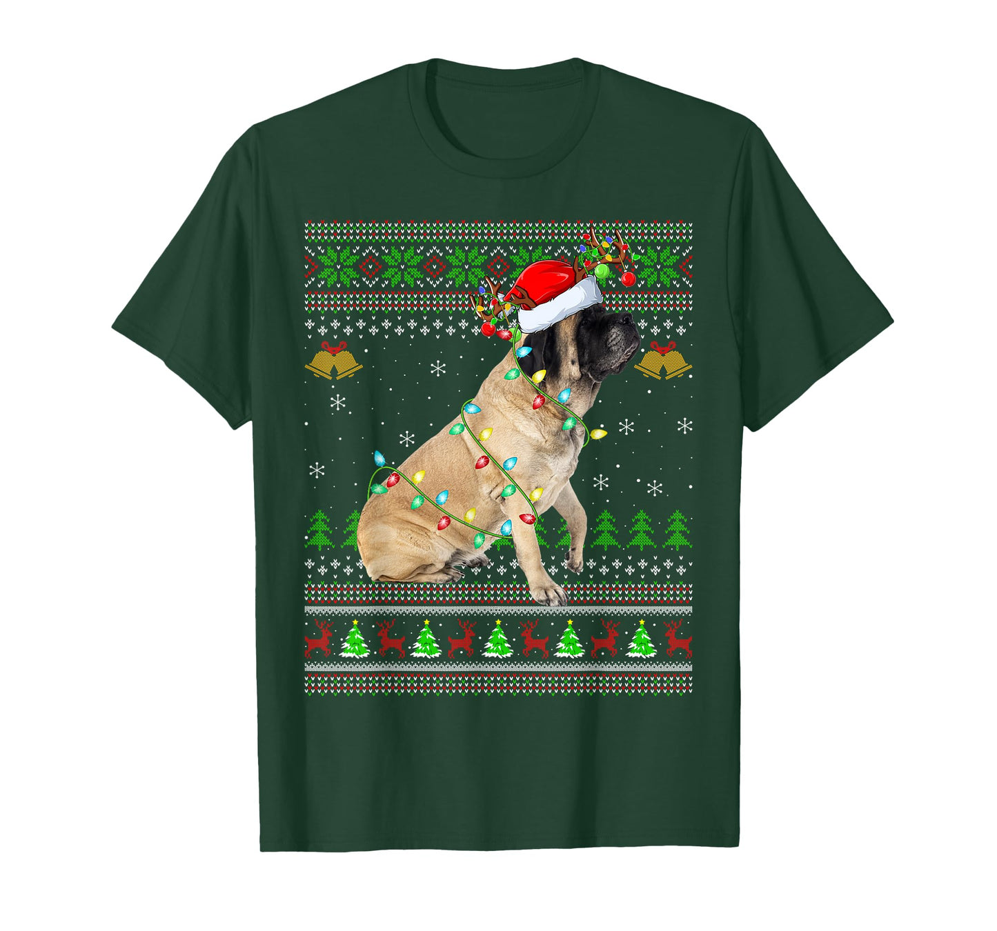 English Mastiff Dog Ugly Christmas Sweaters Holiday Xmas T-Shirt