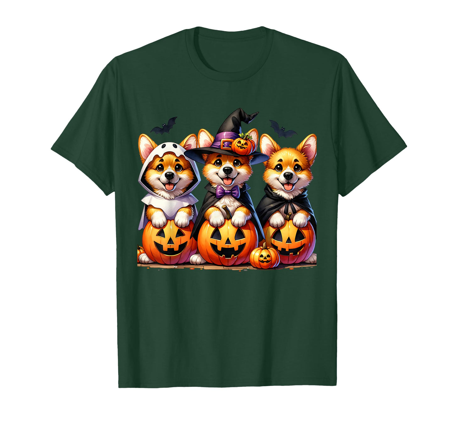 Corgi Dog Ghost Witch Mummy Pumpkin Funny Halloween Costume T-Shirt