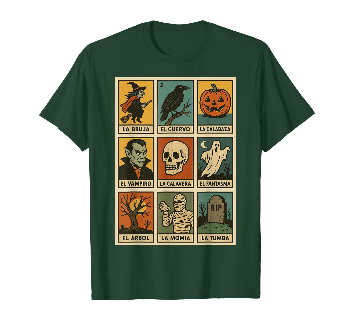 Vintage Lottery Halloween Cards Spooky Mexican Style Design T-Shirt