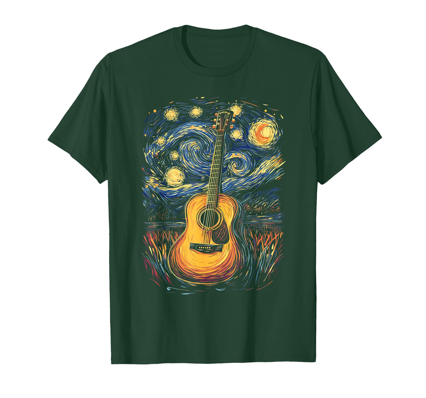 Starry Night Inspired Acoustic Guitar T-Shirt