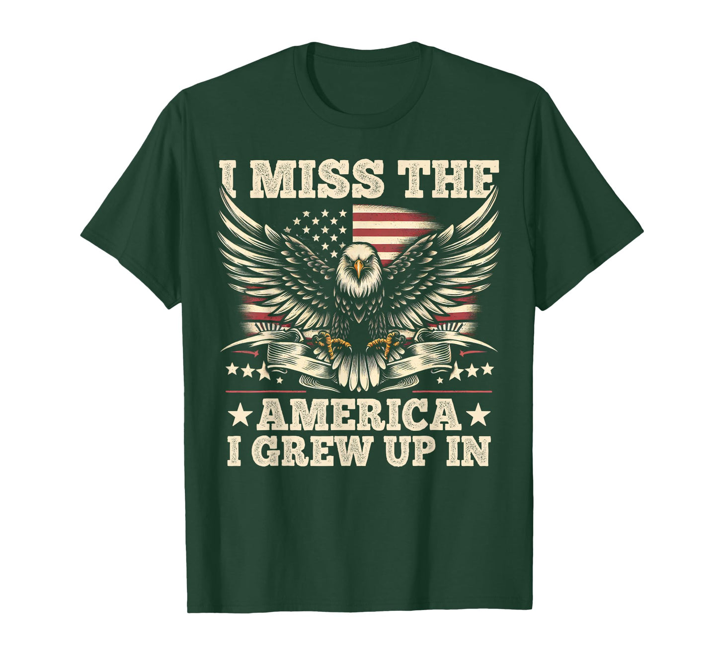 I Miss The America I Grew Up In Retrro Vintage American Flag T-Shirt