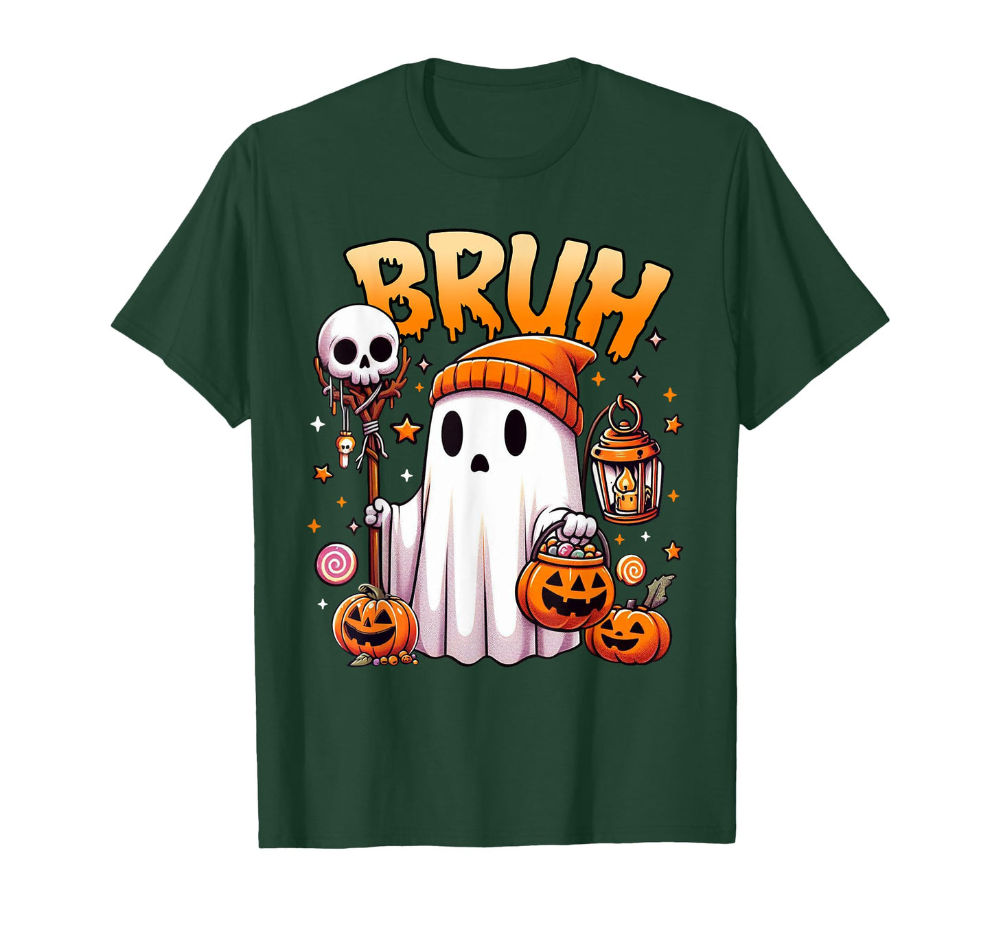Bruh Ghost Halloween Cute Ghost Trick Or Treat Candy Kids T-Shirt