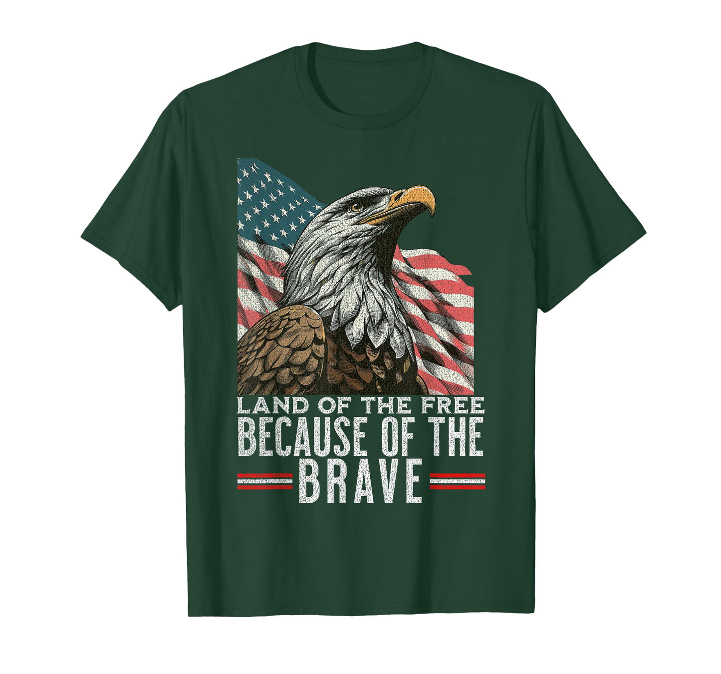 Land of the Free Because of the Brave Vintage America Eagle T-Shirt