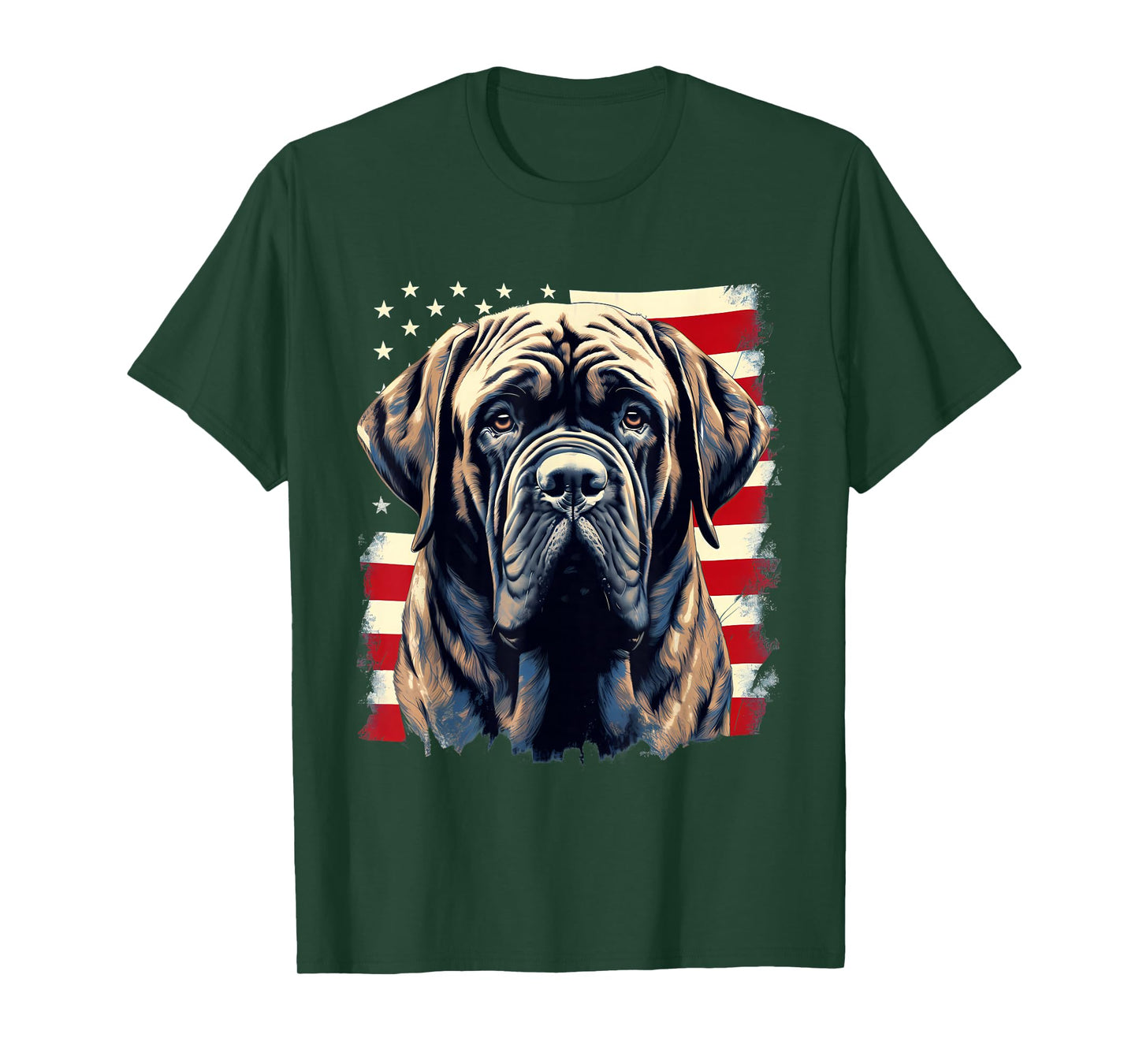 4th Of July US Flag English Mastiff Dog T-Shirt