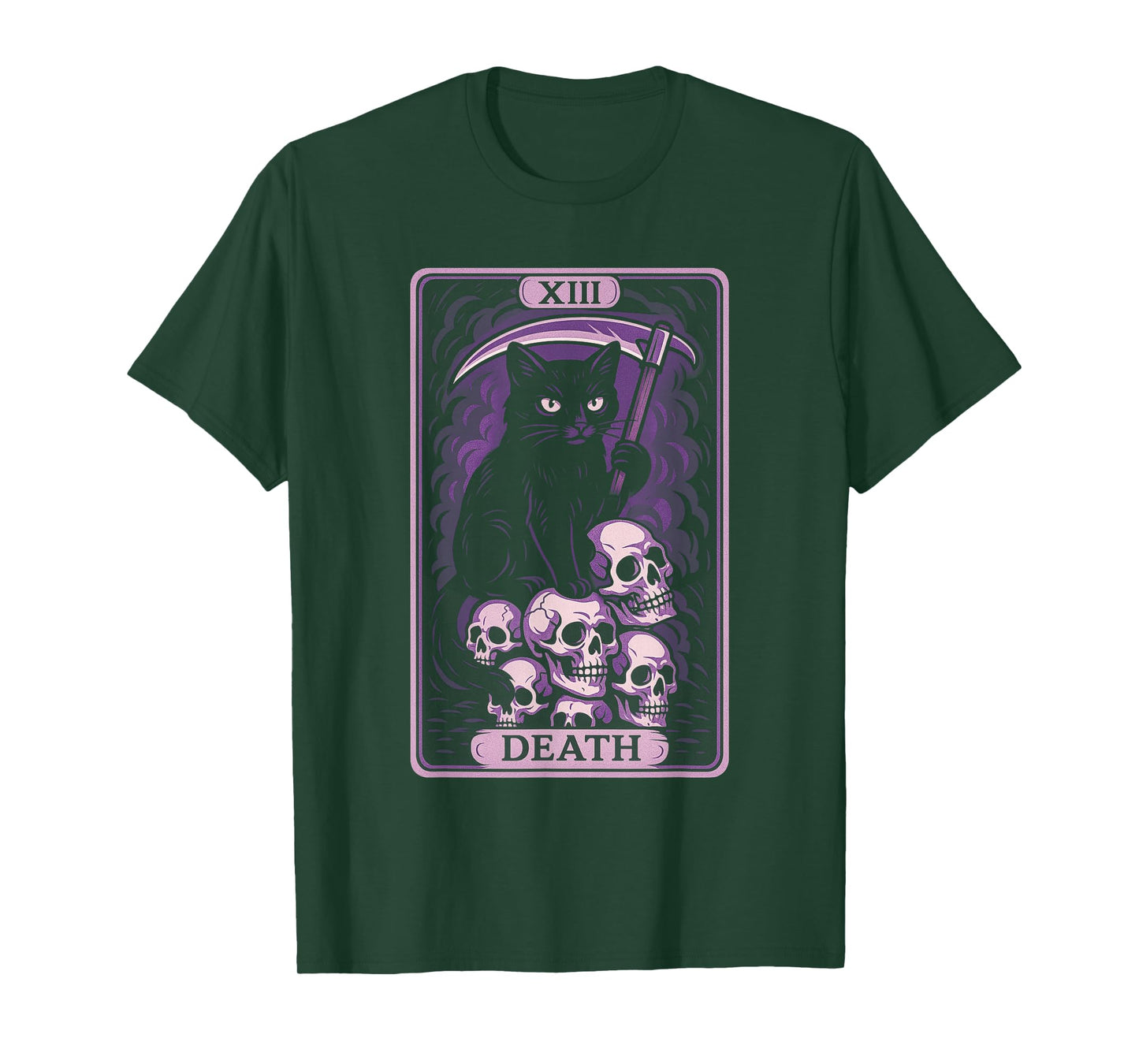 Black Cat Tarot Card Death Halloween Witchy Cat Lover T-Shirt