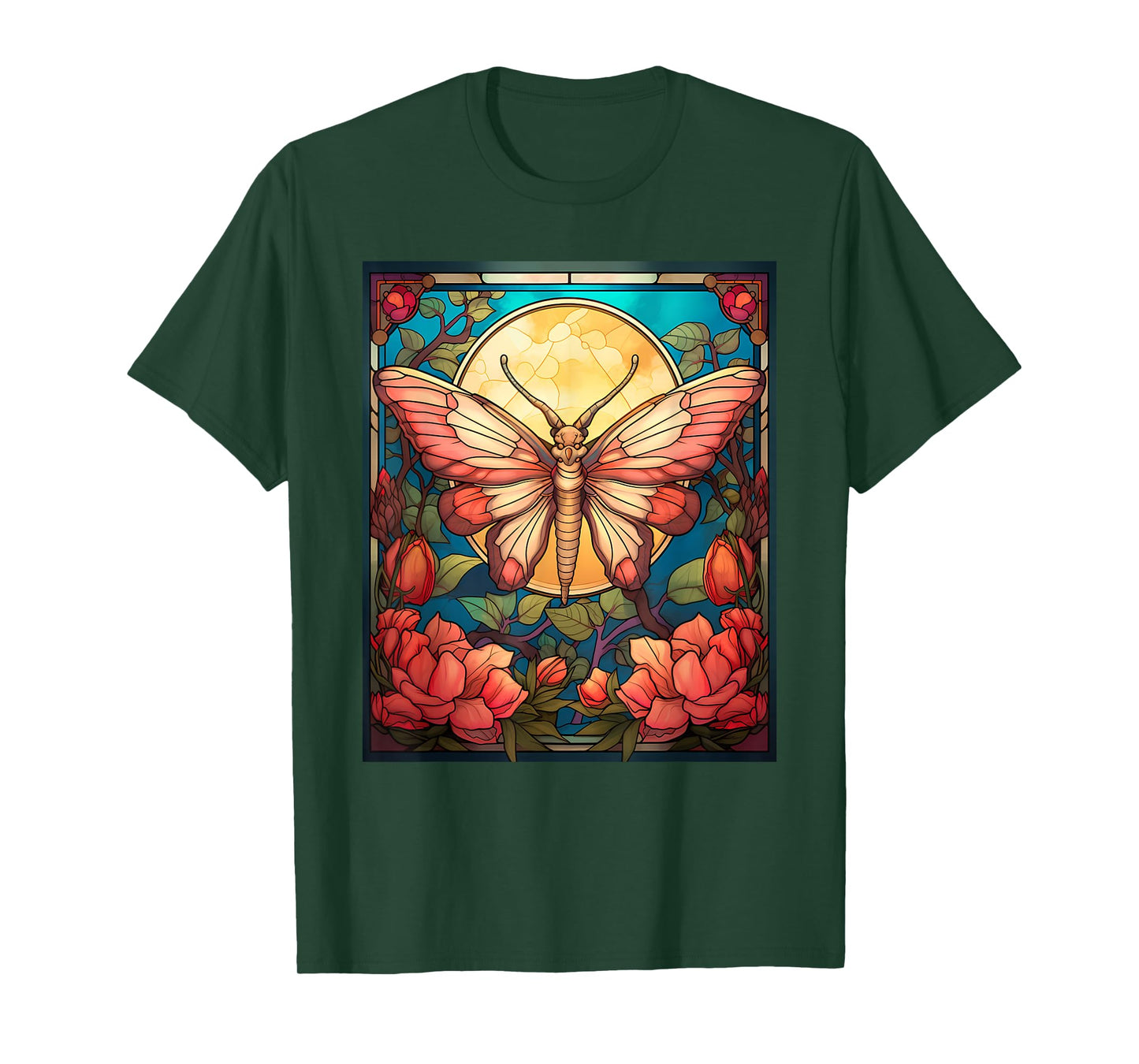 Stained Glass Style Rosy maple moth T-Shirt