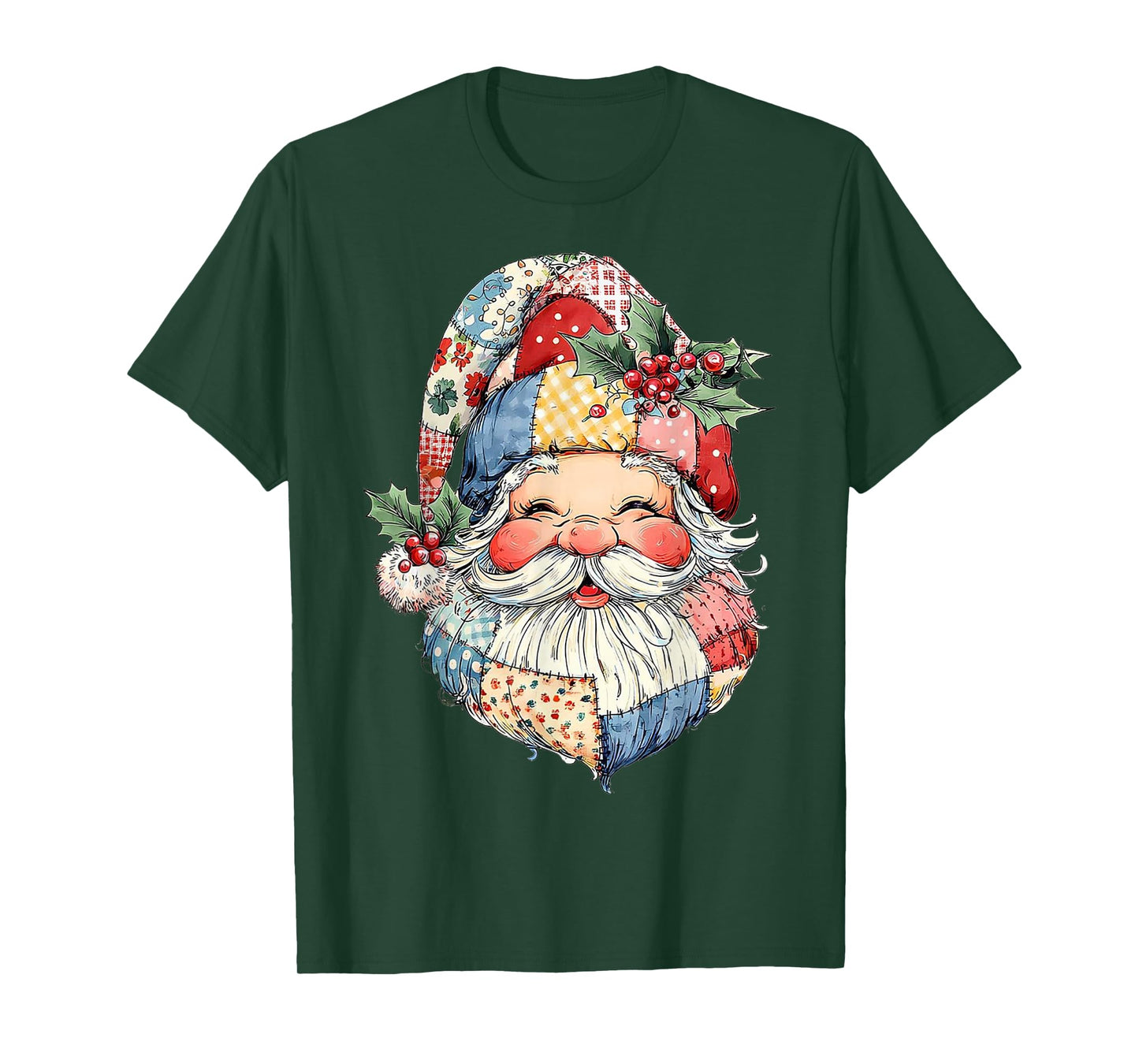 Patchwork Santa Claus Retro Christmas Funny Mens Womans Kids T-Shirt