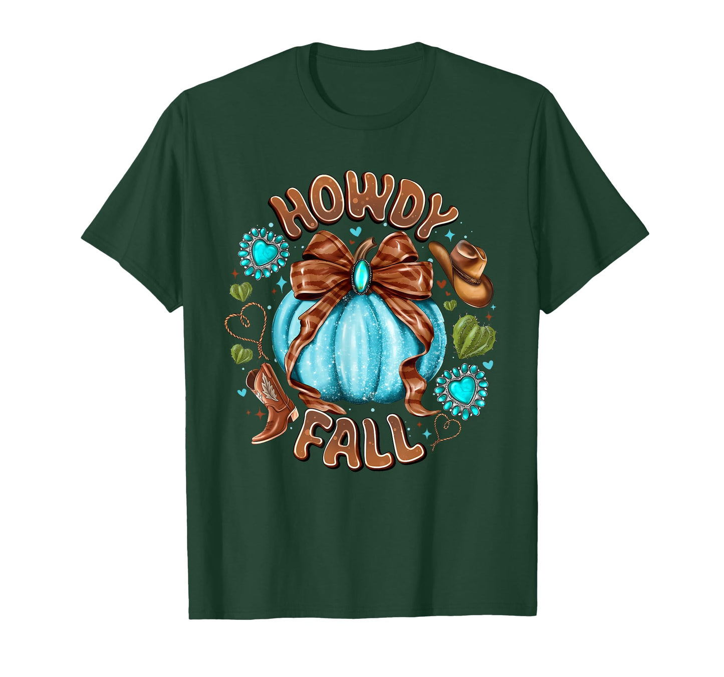 Howdy Fall Western Pumpkin Coquette Bow Thankgiving T-Shirt