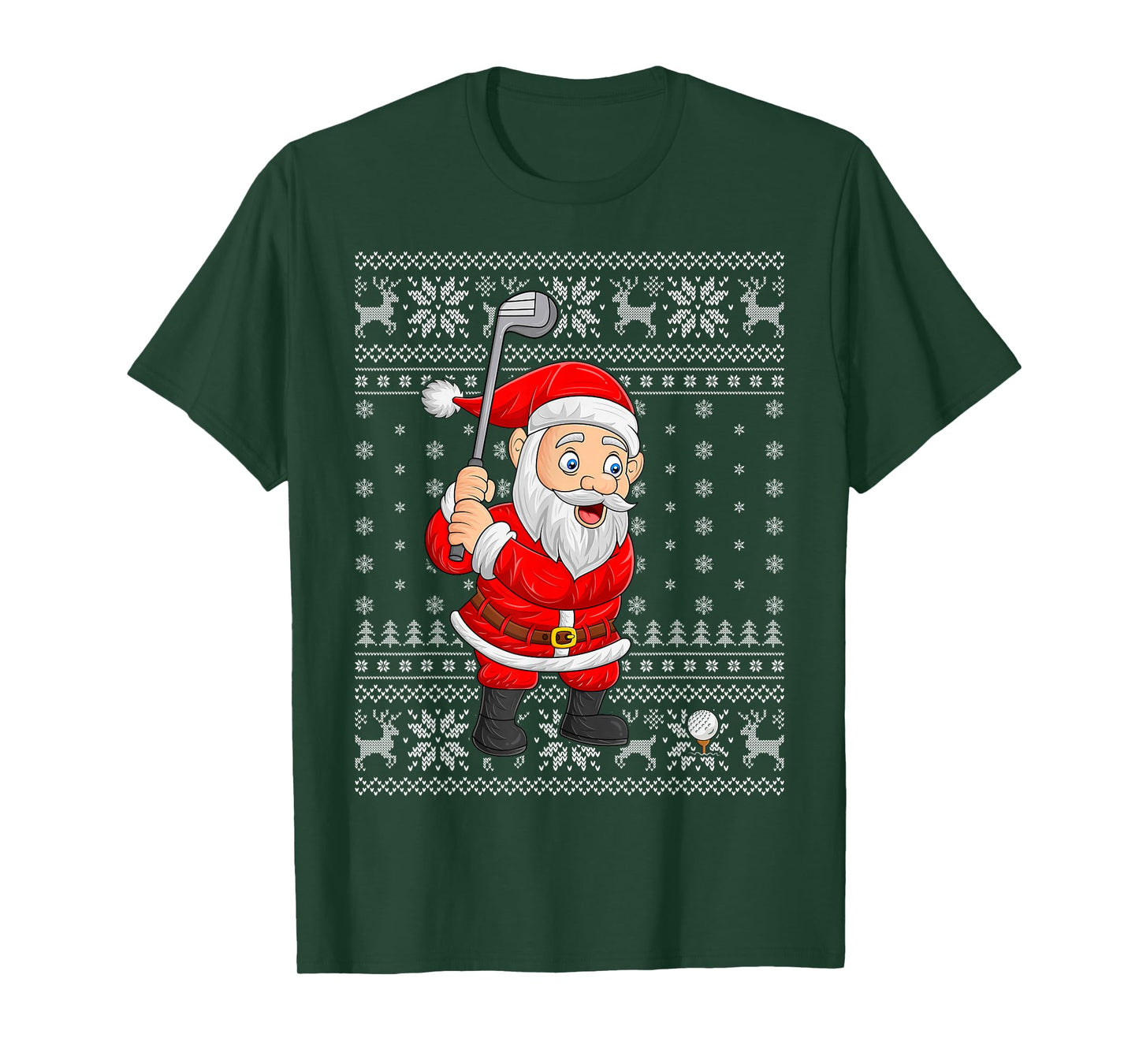 Santa Playing Golf Golfer Ugly Christmas Sweaters Xmas T-Shirt