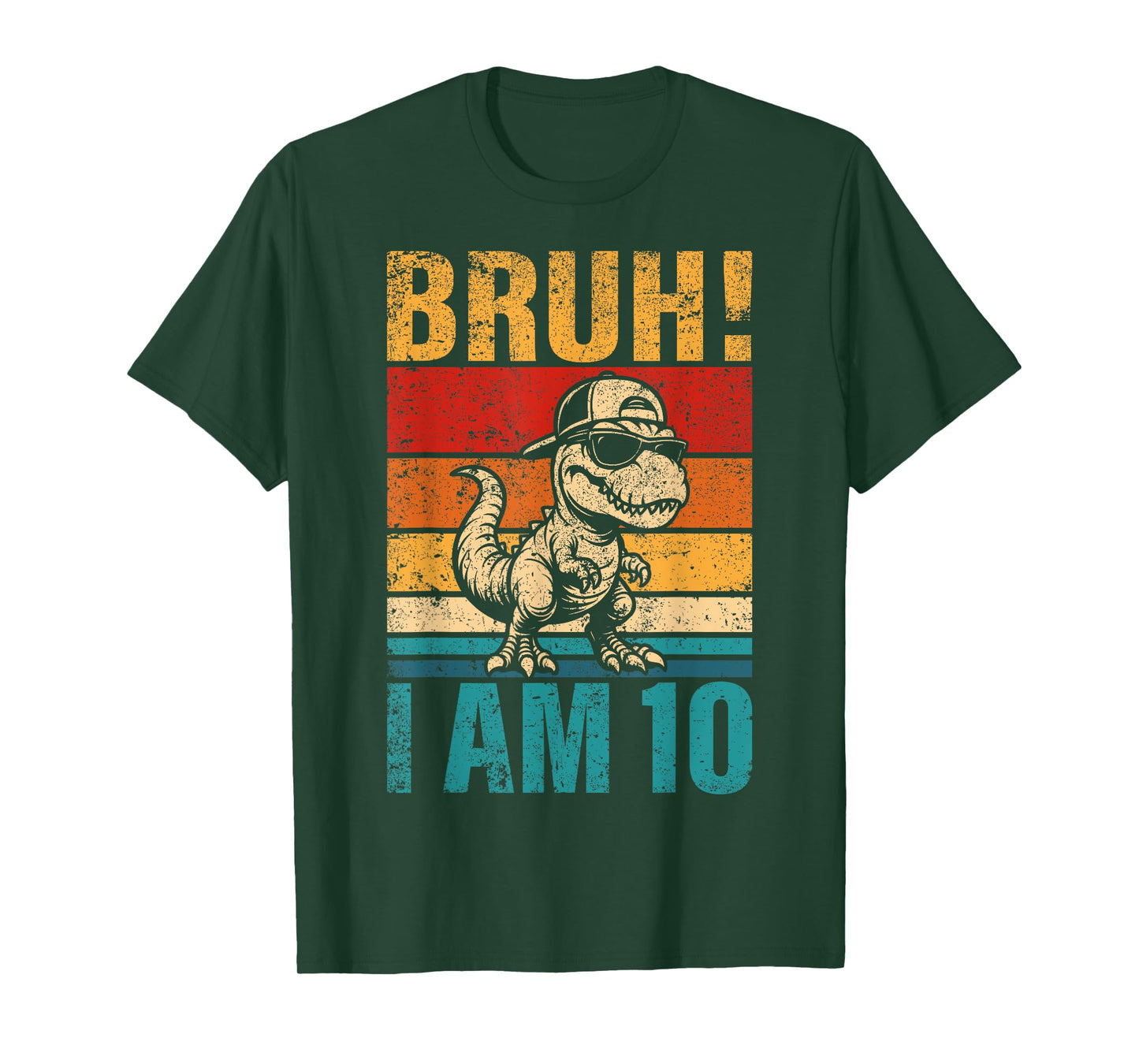 10 Year Old Birthday Boy Dinosaur Bruh It's My 10th Birthday T-Shirt