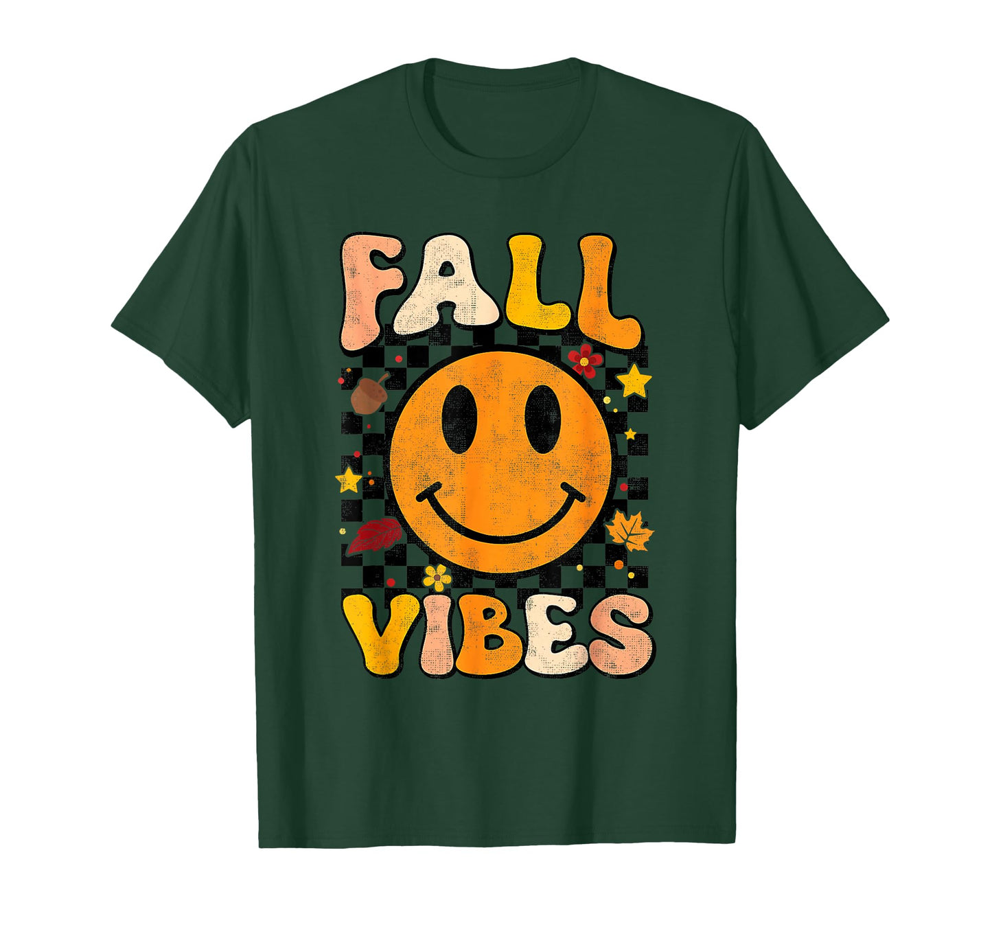 Fall Vibes Tis The Season Fall Leaves Retro Autumn Funny T-Shirt