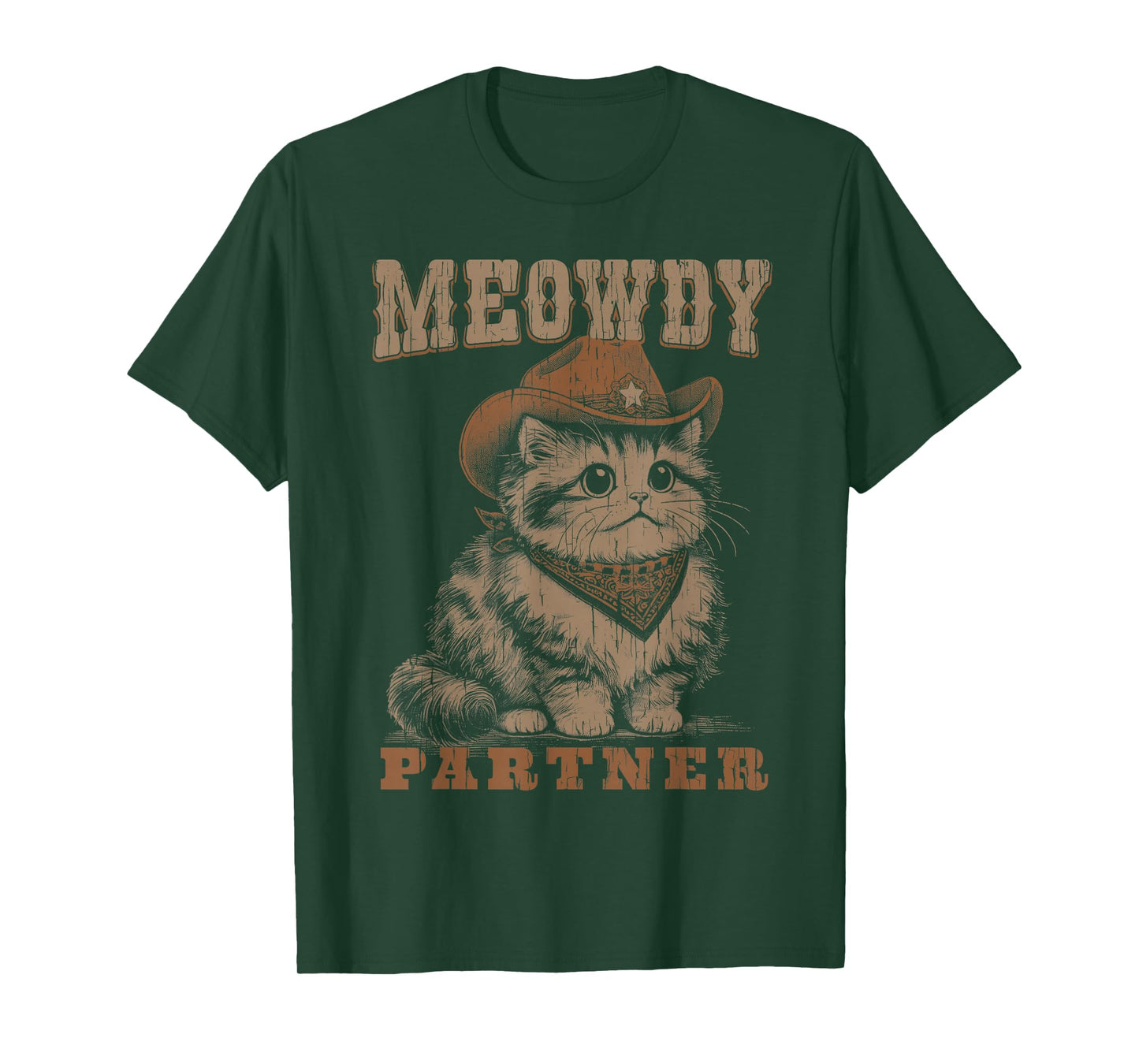 Meowdy Partner Funny Cat Cowboy Vintage Graphic T-Shirt