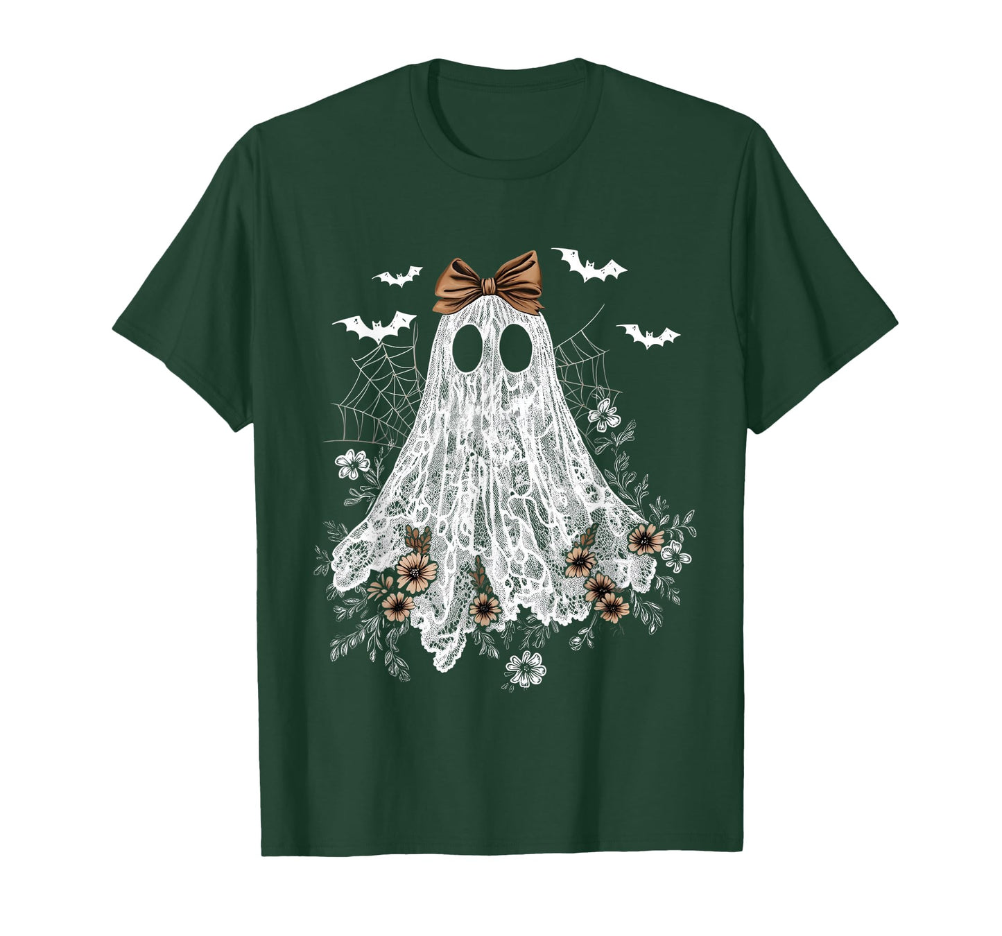 Halloween Shirt Floral Ghost Halloween Costume Girls Women T-Shirt