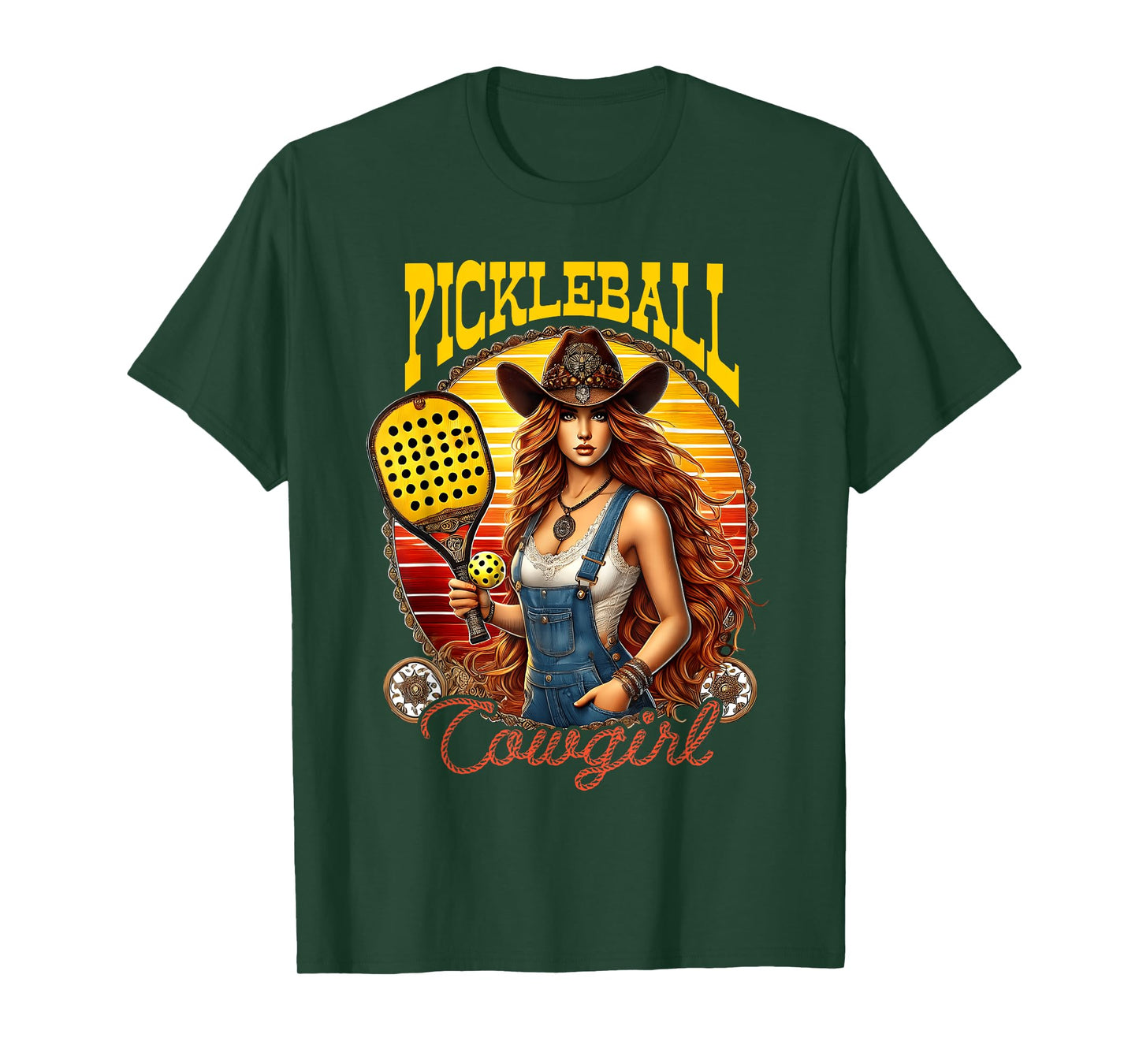 Pickleball Cowgirl Western Girl Funny Pickleball Player T-Shirt