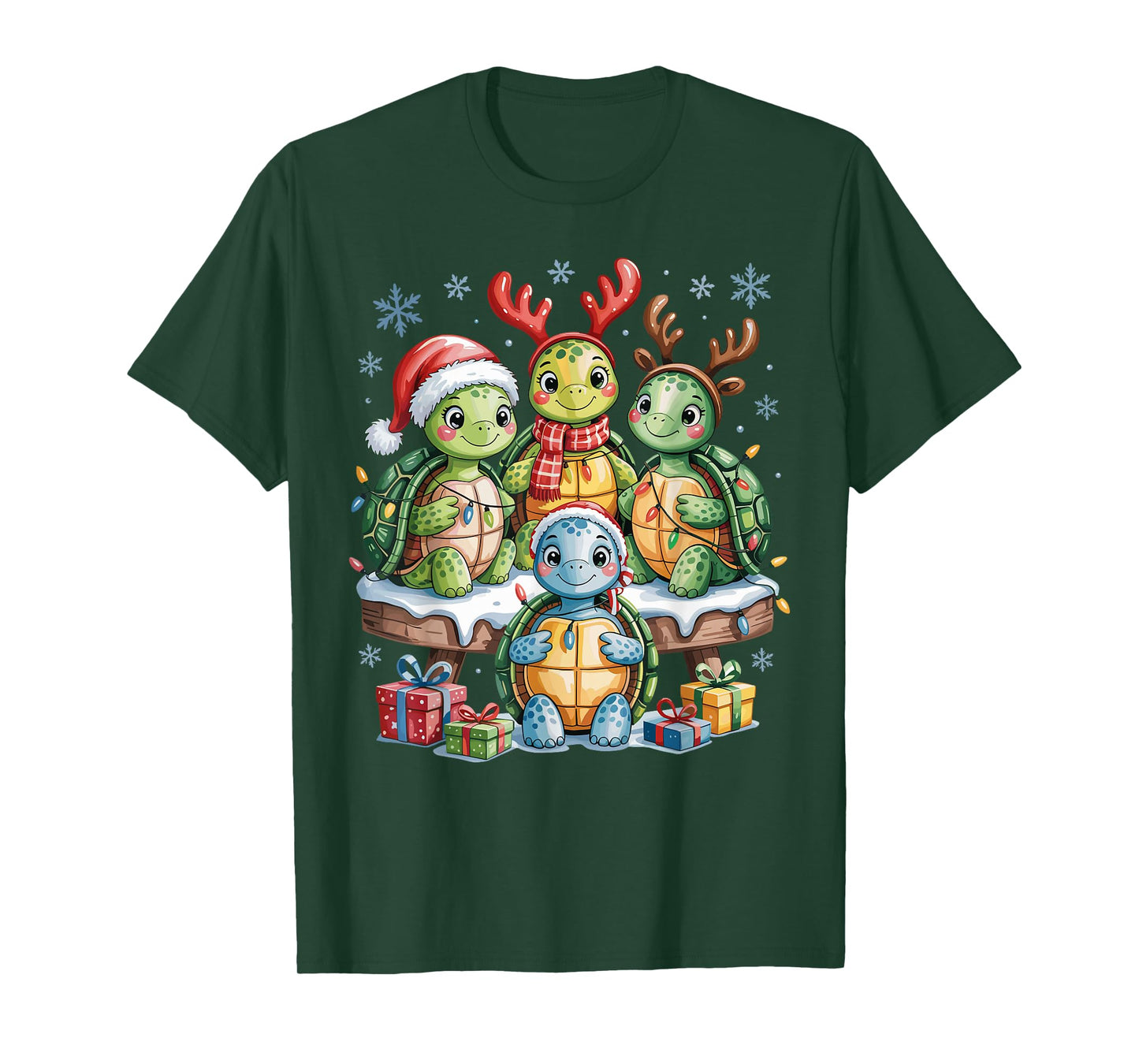 Turtle Christmas Cute Pet Lovers Funny Holiday Pajamas T-Shirt