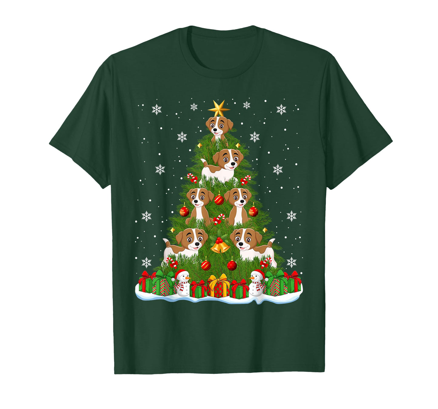 Cute Dogs Christmas Tree Holiday Decor Funny Dog Xmas Lights T-Shirt