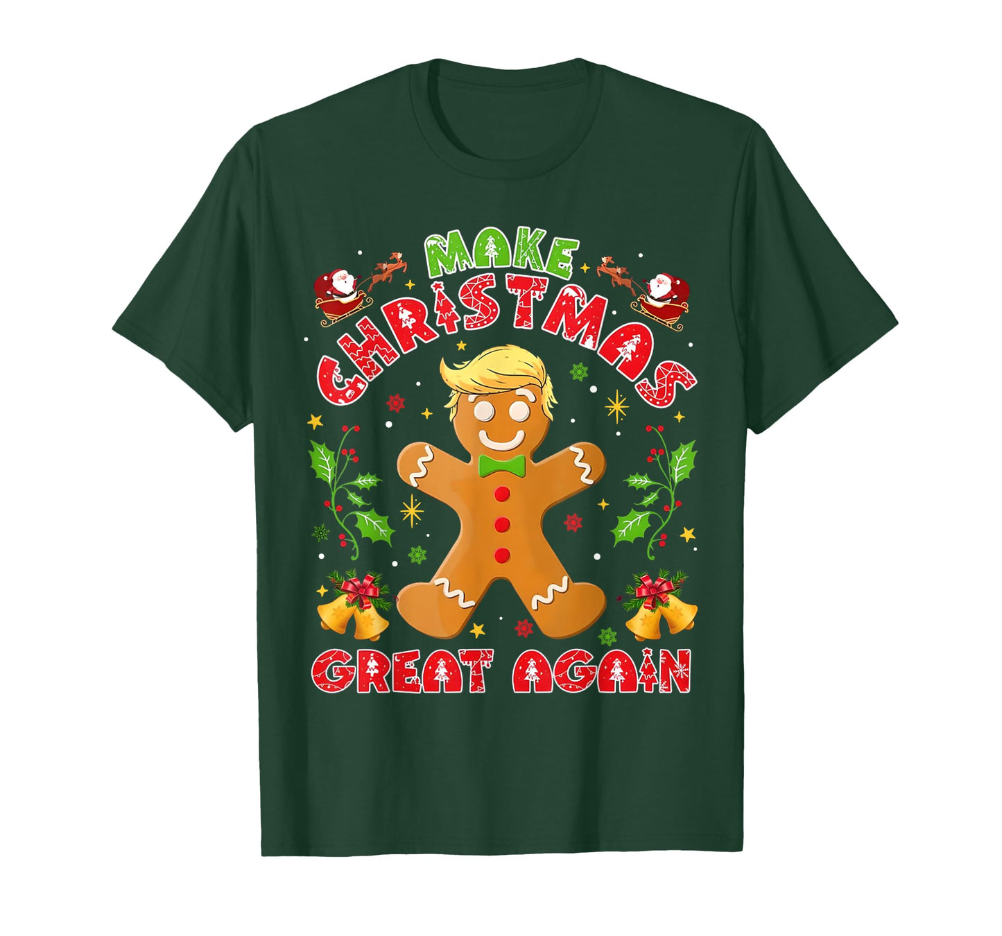 Funny Trump Gingerbread Man Make Christmas Great Again 2024 T-Shirt