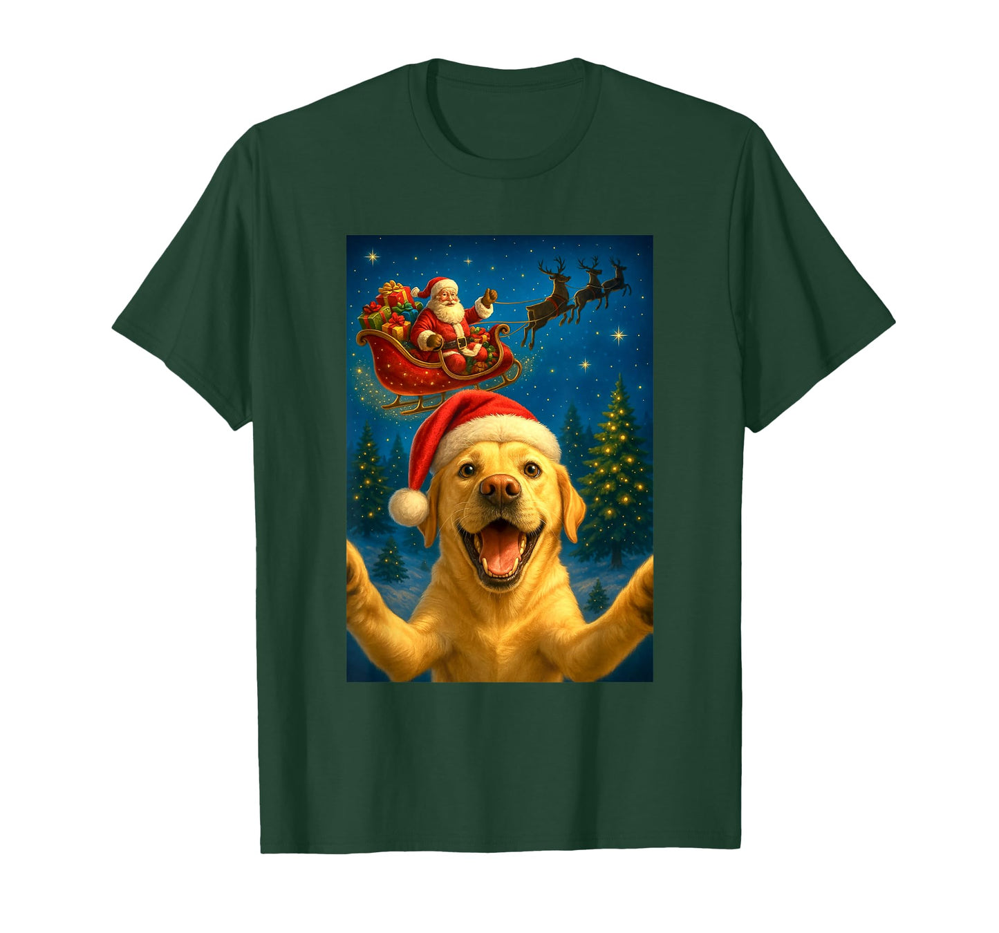 Christmas Dog Selfie with Santa Claus Funny Dog Graphic Xmas T-Shirt