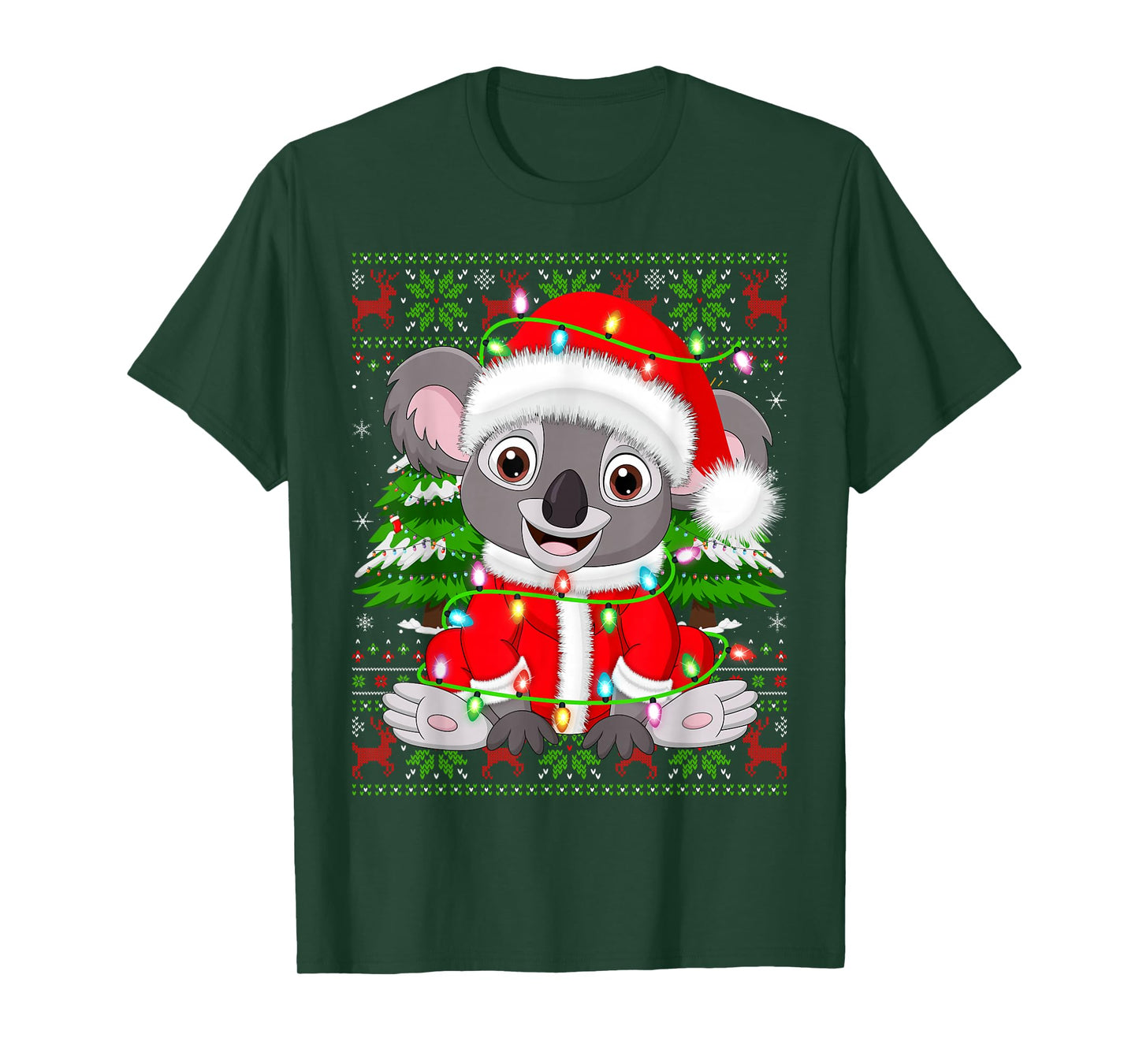 Koala Christmas Lights Santa Costume Ugly Xmas Sweaters T-Shirt