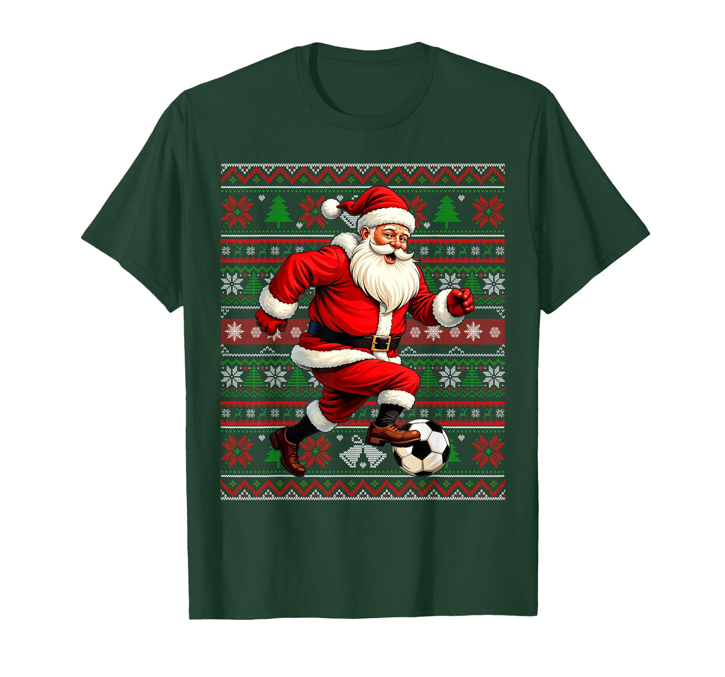 Funny Santa Playing Soccer Ugly Christmas Sweater Xmas T-Shirt