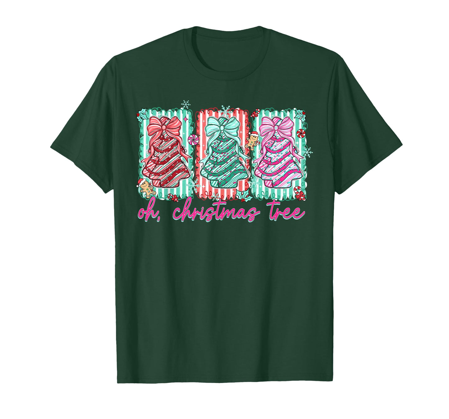 Oh Christmas Tree Cakes Debbie Becky Jen Cake Lovers Xmas T-Shirt