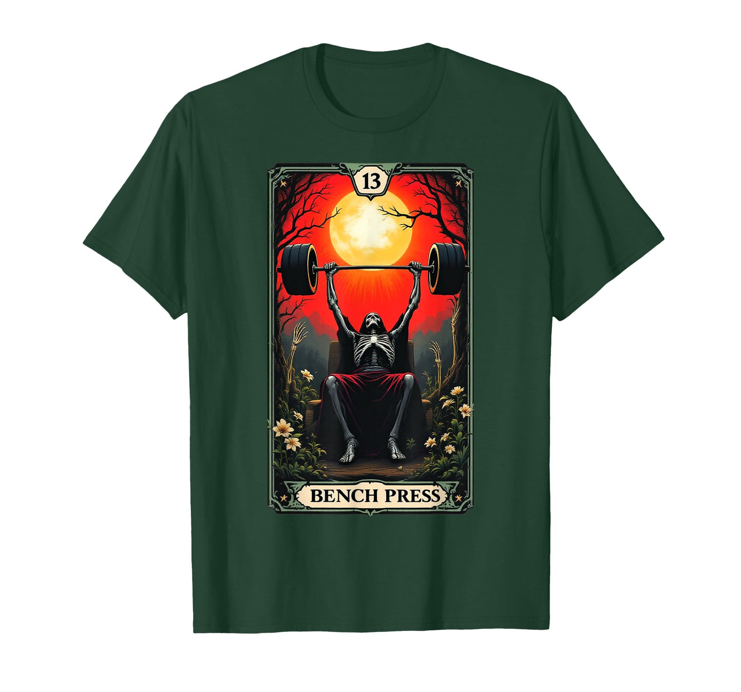 Funny Tarot Card Bench Press Gym Occult Workout Fitness T-Shirt