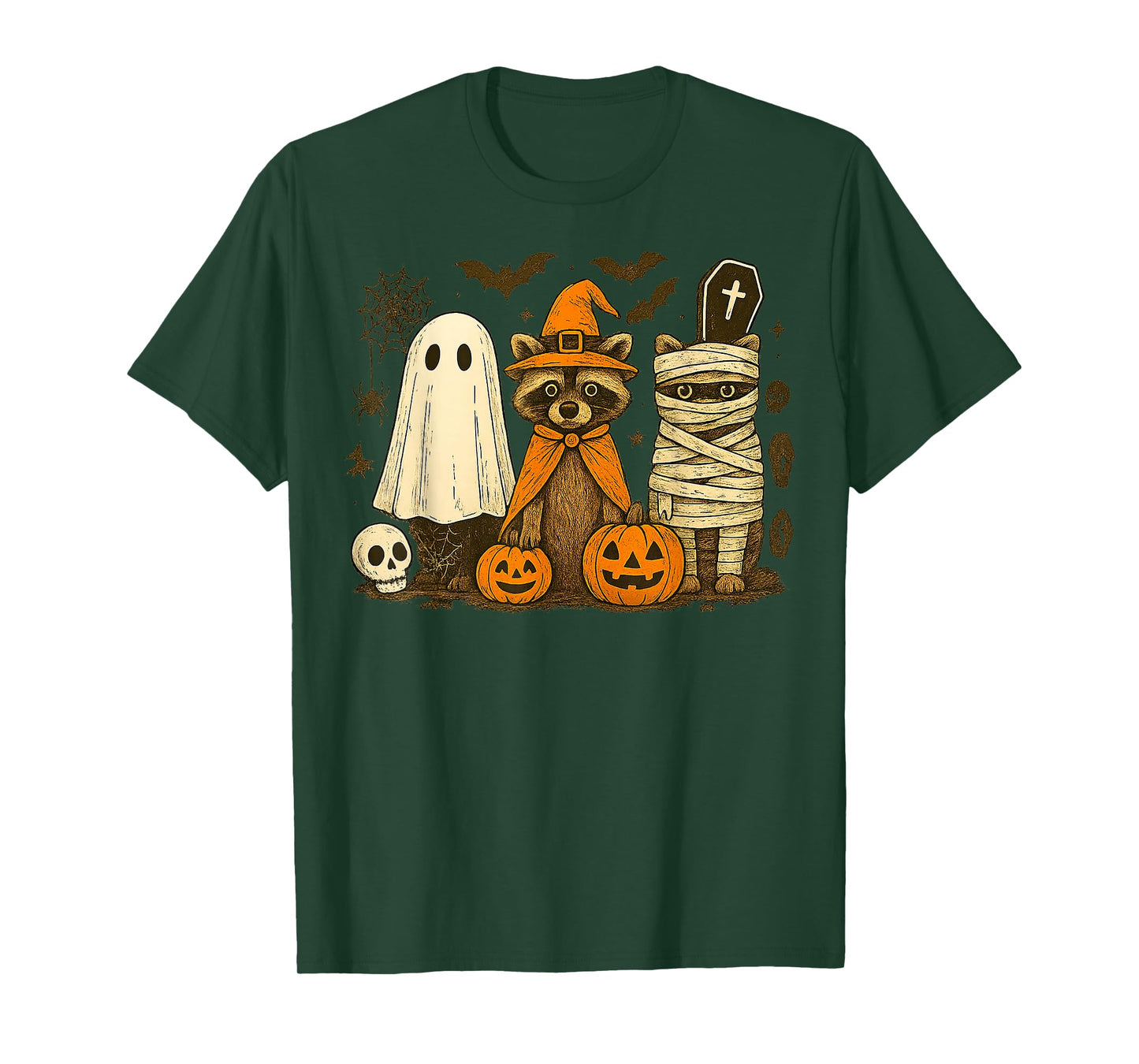 Halloween Raccoon Costumes Ghost Witch Mummy Men Women Kid T-Shirt