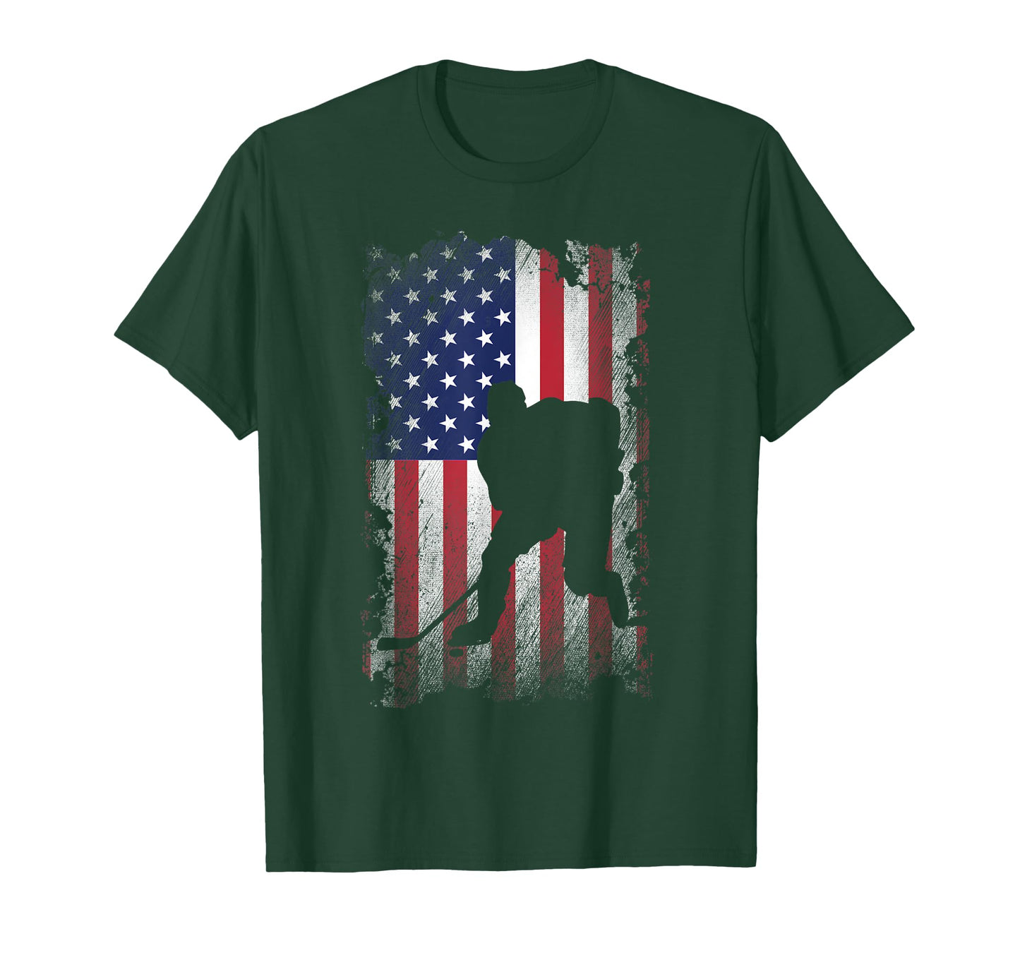 Distressed American Flag Hockey USA Patriotic Gift Women Kids Men T-Shirt