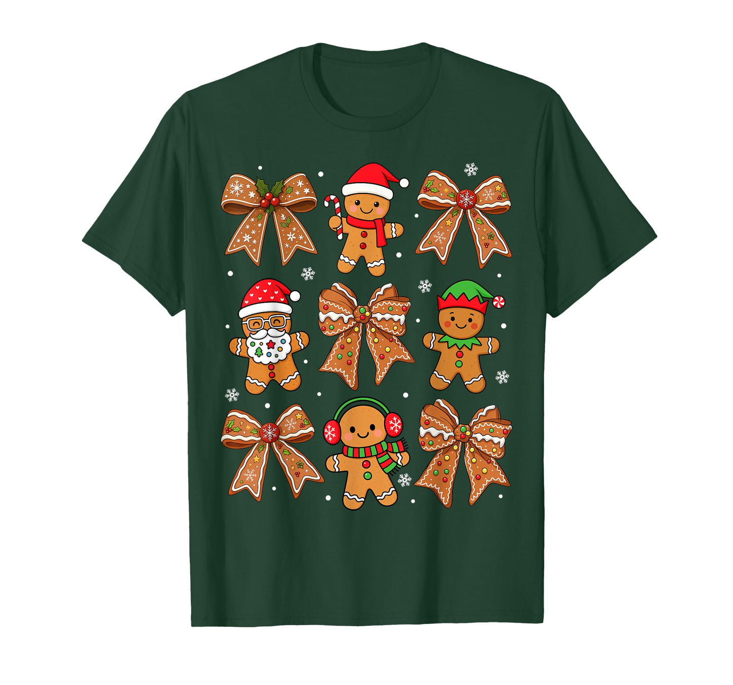 Merry Christmas Coquette Bow Santa Gingerbread Xmas Holiday T-Shirt