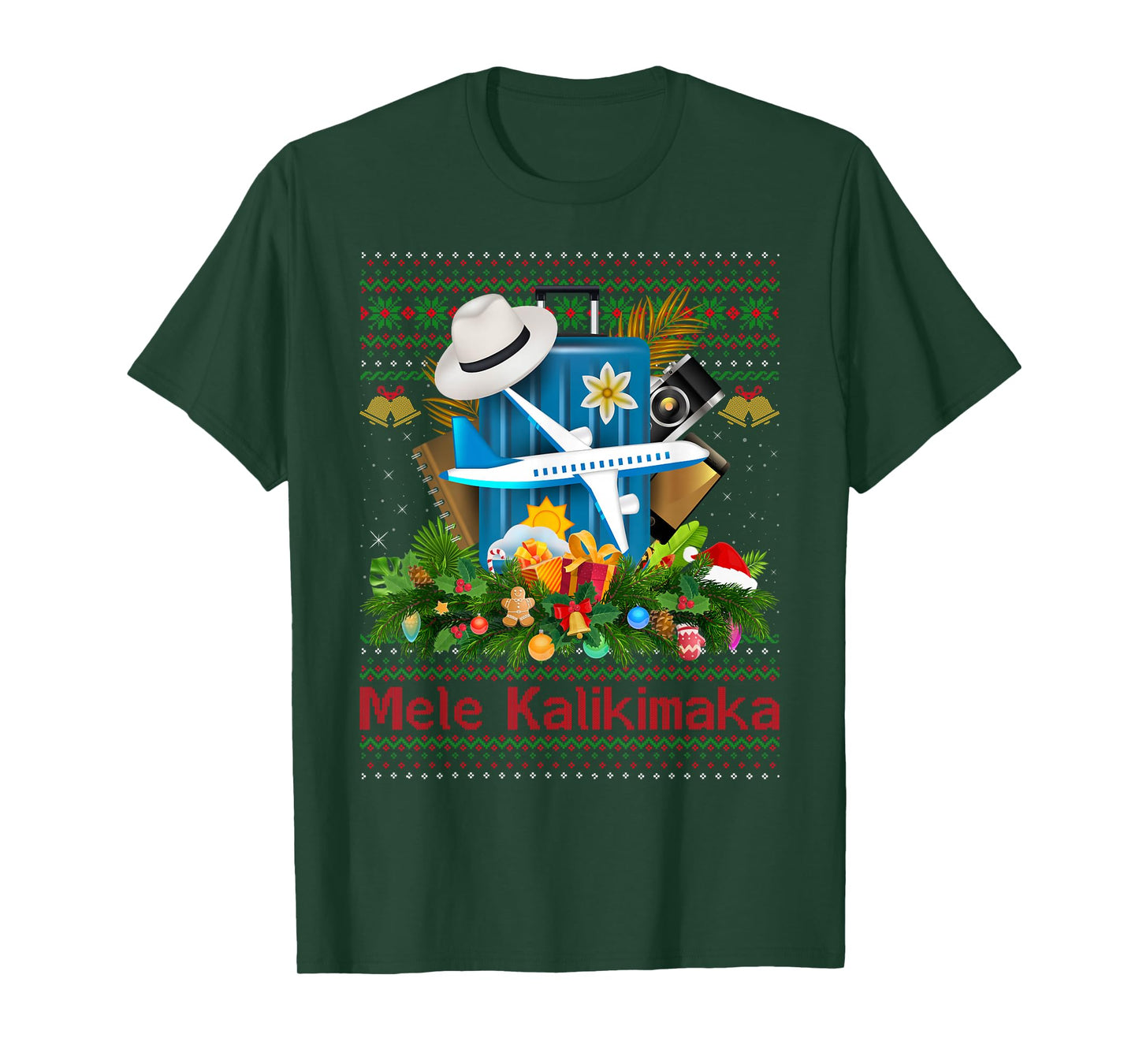 Ugly Christmas Sweaters Hawaiian Vacation Mele Kalikimaka T-Shirt