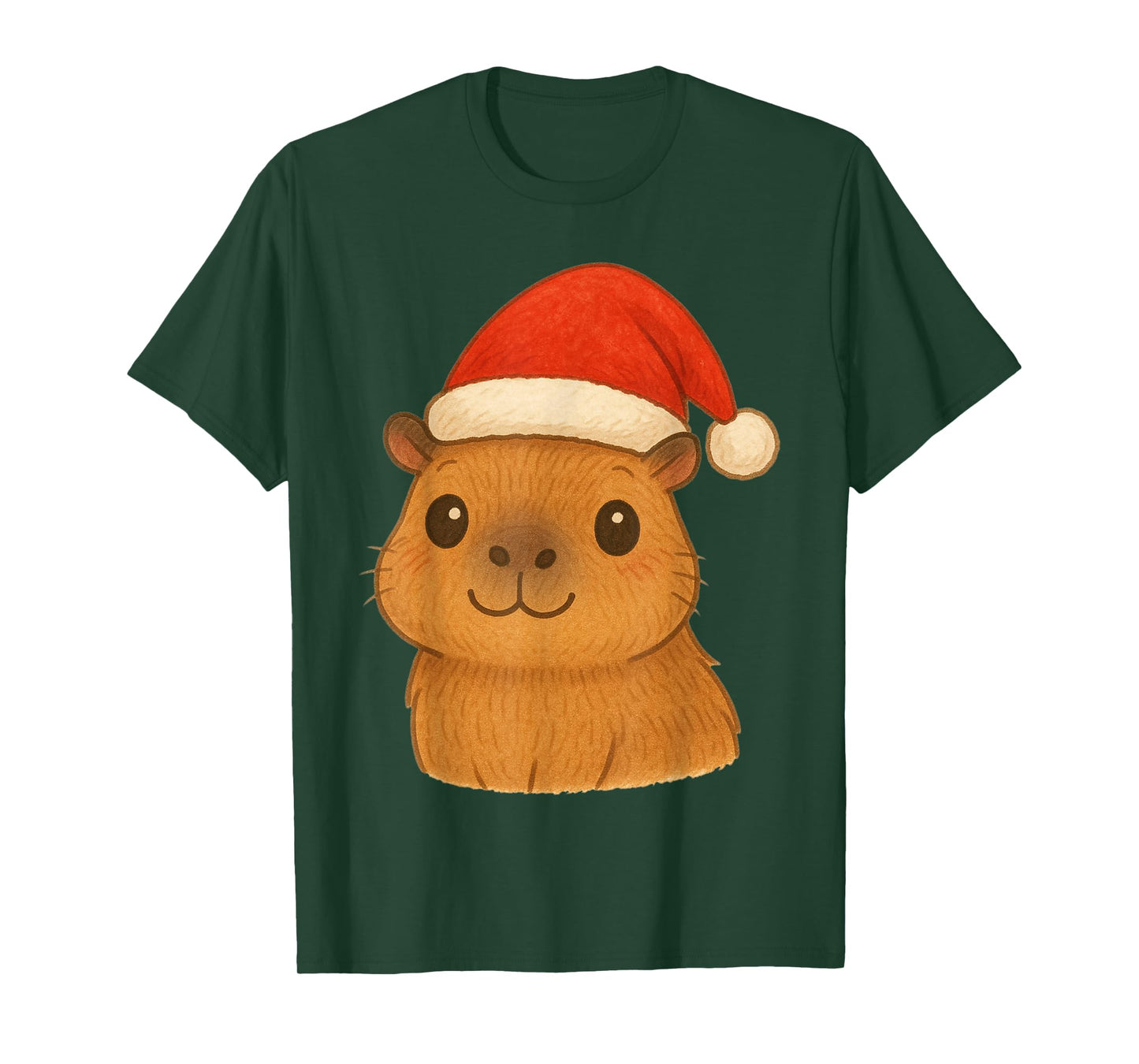 Funny Merry Christmas Capybara Santa Hat Xmas Holiday T-Shirt