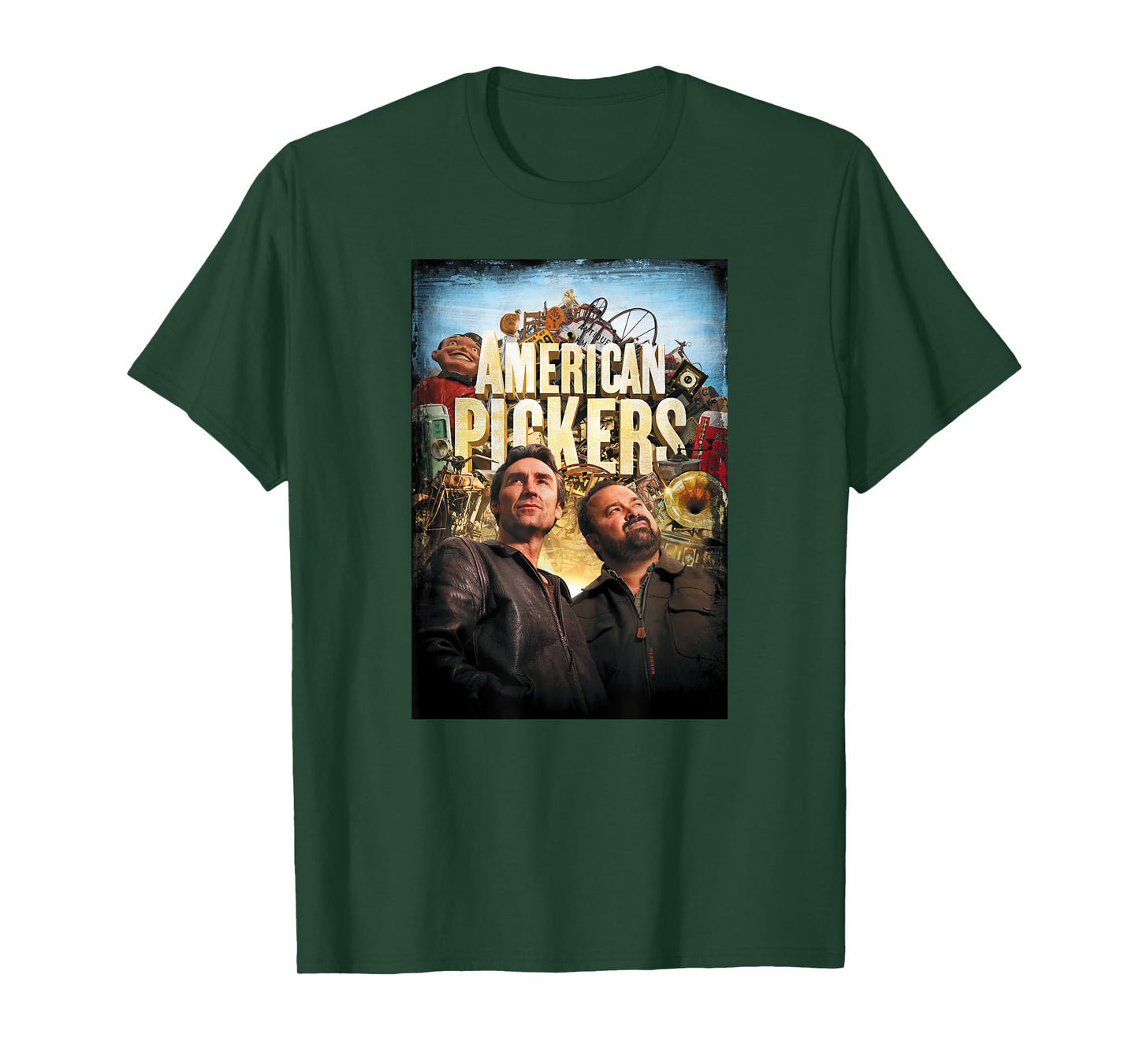 HISTORY American Pickers Distressed Unisex Adult Black Modern Letter Print Short Sleeve T-Shirt