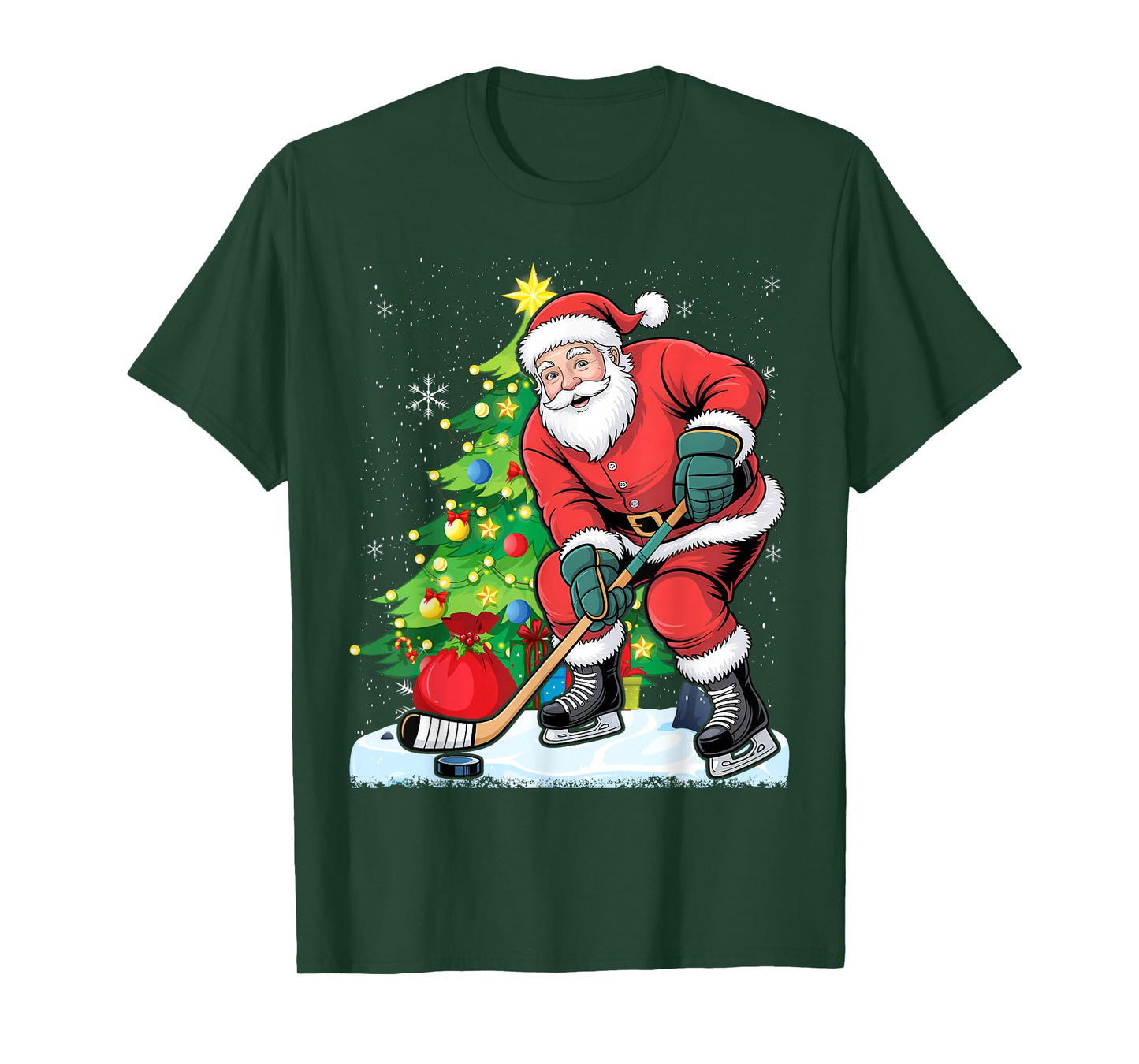 Funny Santa Clause Christmas Ice Hockey Kids for Boys T-Shirt
