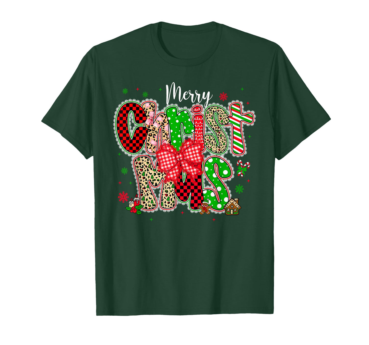 Merry Christmas Coquette Bow Family Xmas Pajamas Holiday T-Shirt