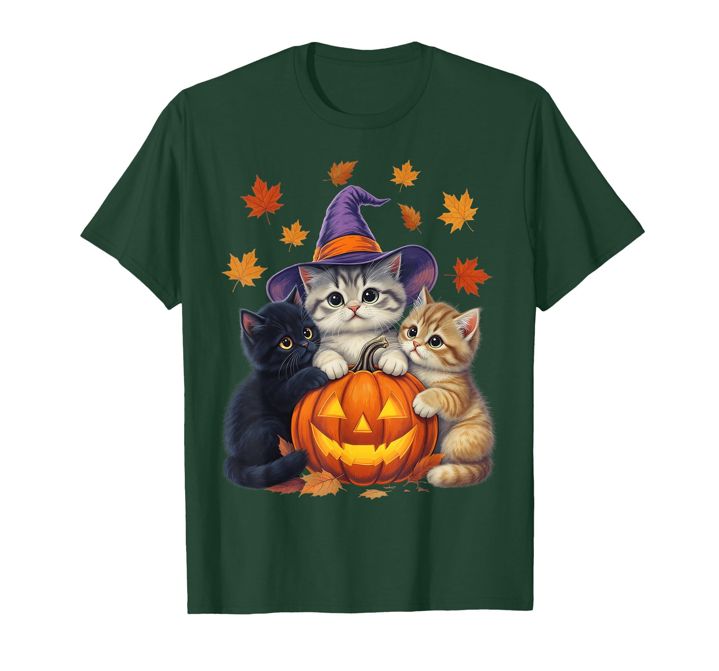 Halloween Kittens and Pumpkin Spooky Cats Lover Men Women T-Shirt